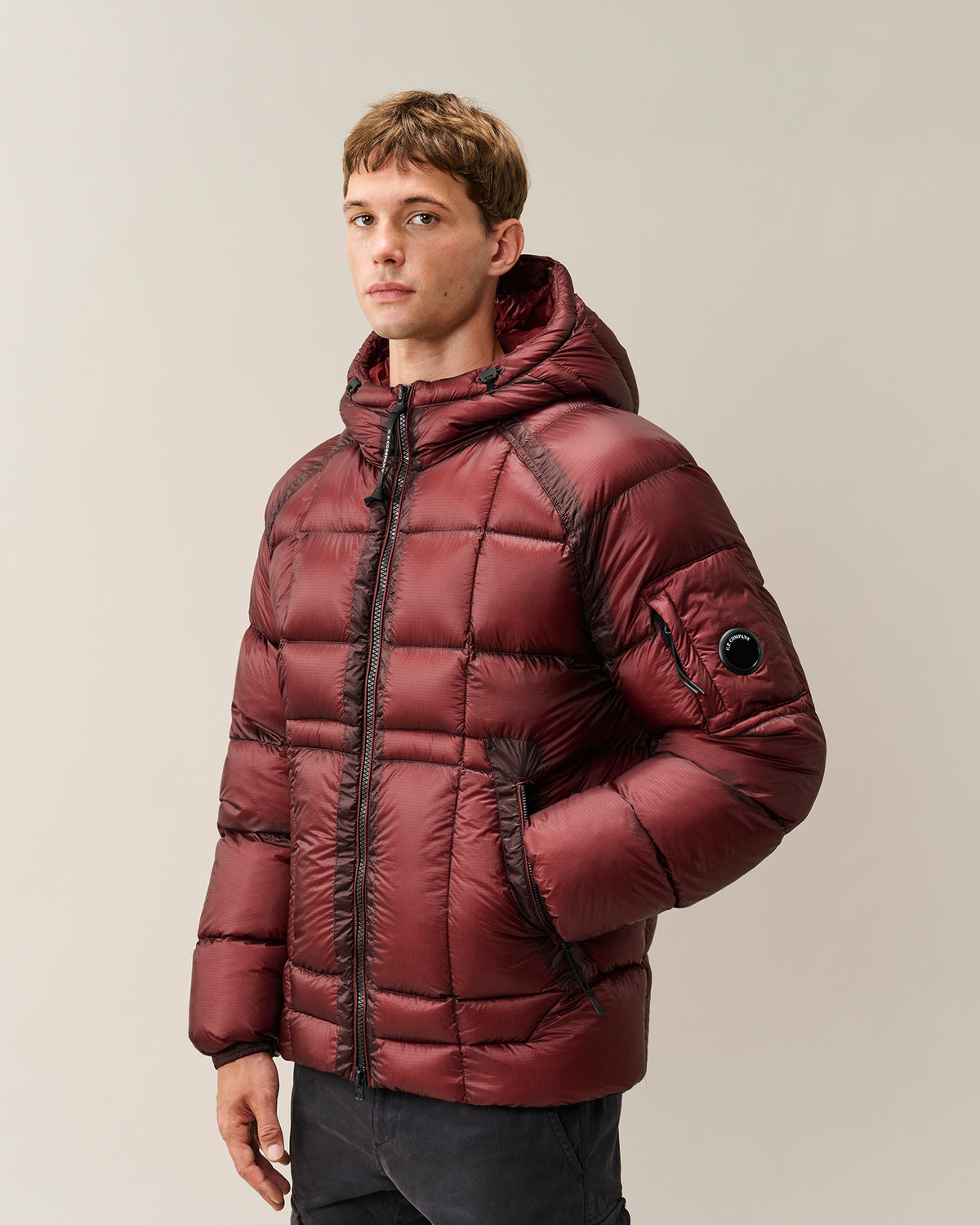 C.P. Company D.D. Shell Hooded Puffer Jacket - Andorra Red, detail 1