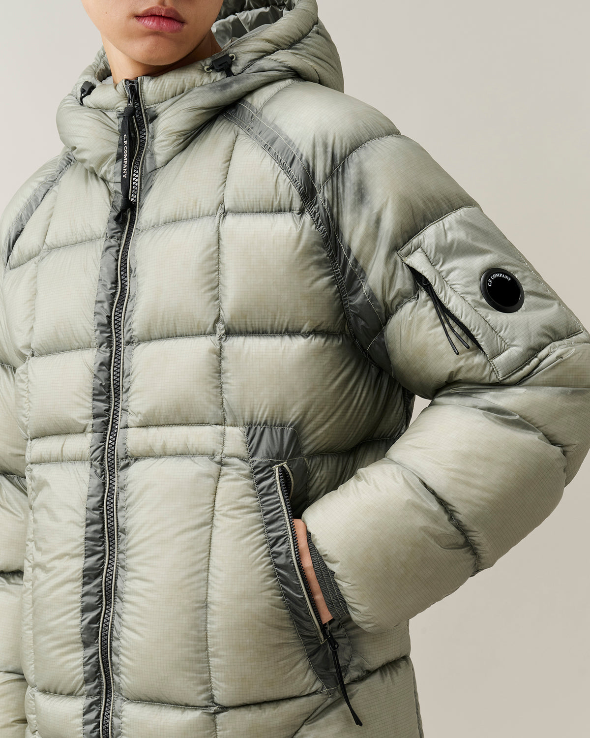 C.P. Company D.D. Shell Hooded Puffer Jacket - Flint Grey, detail 3
