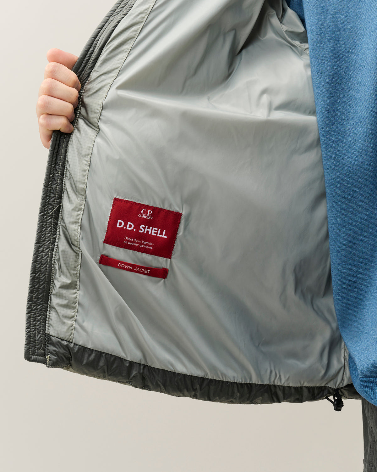 C.P. Company D.D. Shell Hooded Puffer Jacket - Flint Grey, detail 5