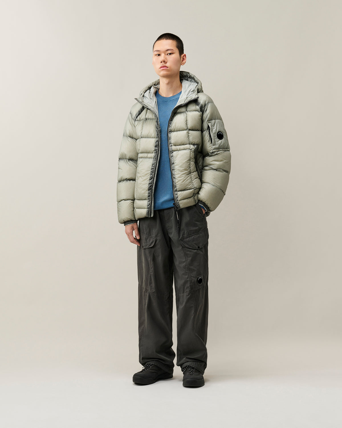 C.P. Company D.D. Shell Hooded Puffer Jacket - Flint Grey, detail 6
