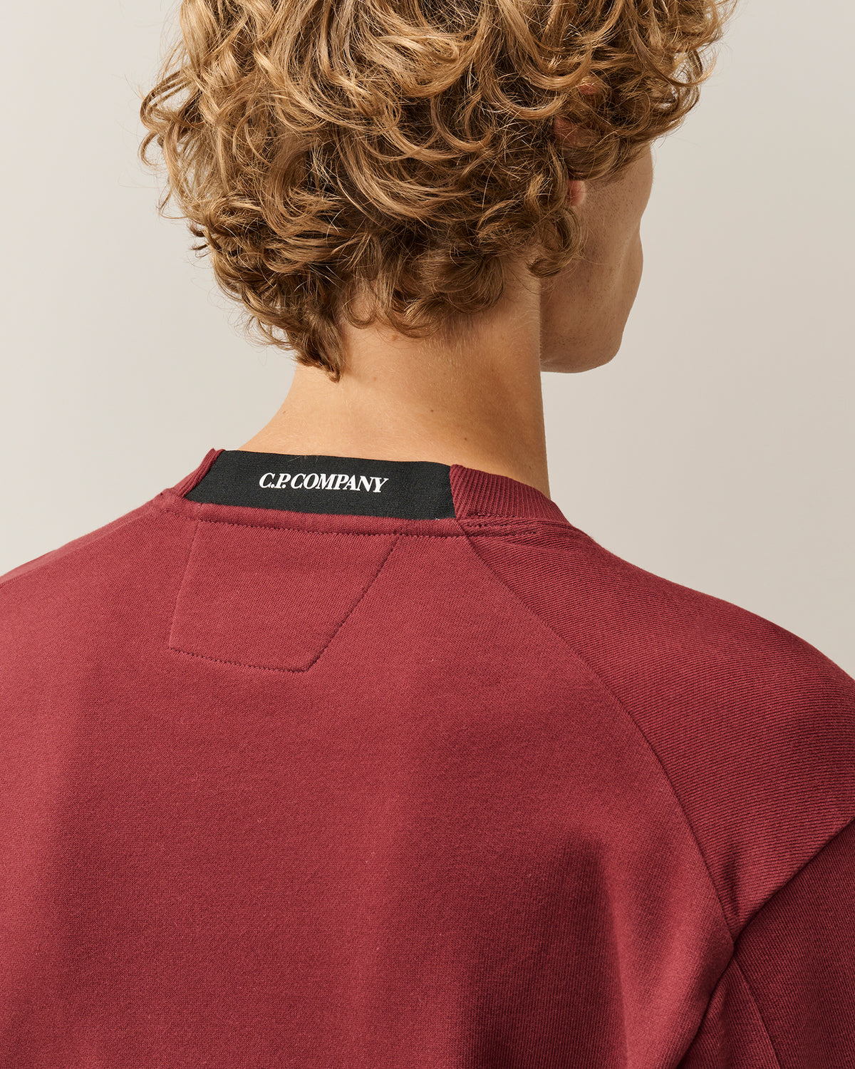 C.P. Company Diagonal Raised Fleece Crewneck Lens Sweatshirt - Andorra Red, detail 4