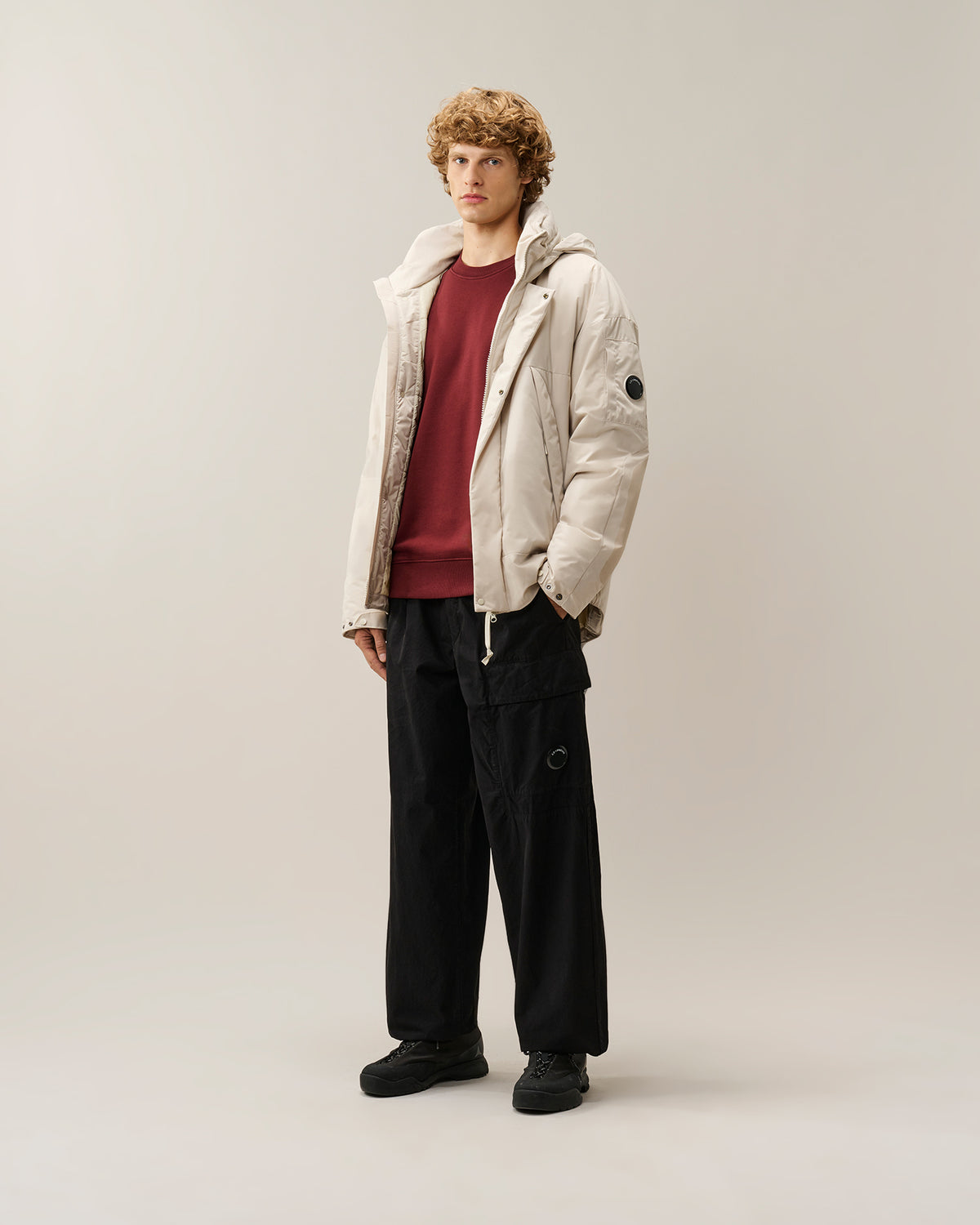 C.P. Company Diagonal Raised Fleece Crewneck Lens Sweatshirt - Andorra Red, detail 5