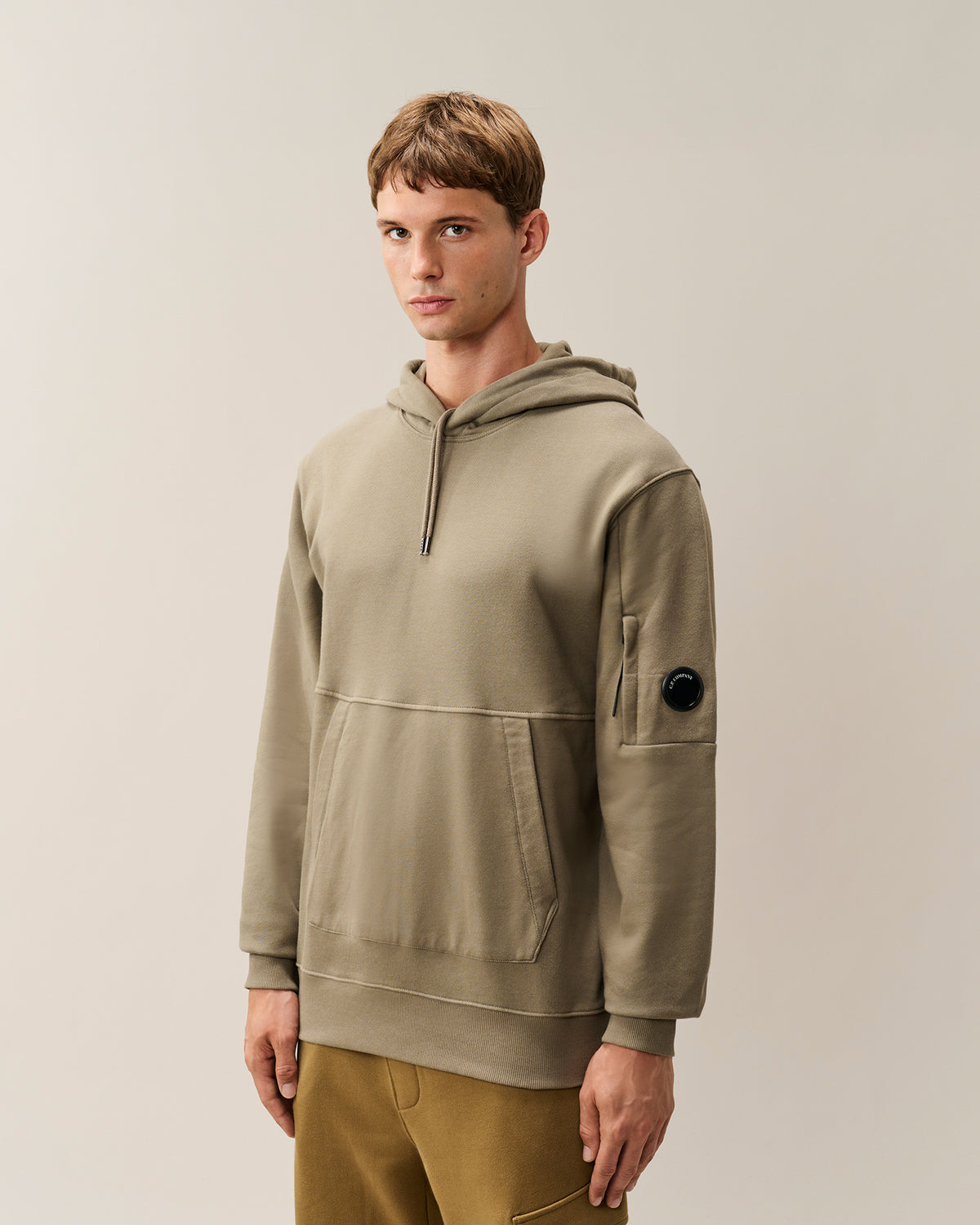 C.P. Company Diagonal Raised Fleece Hooded Lens Sweatshirt - Fallen Rock, detail 1