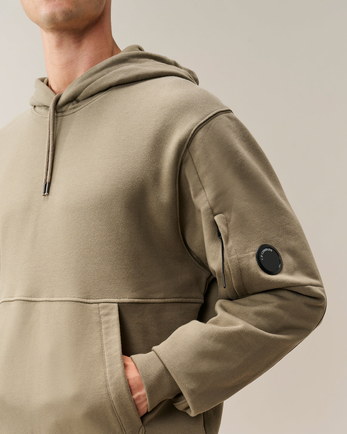 C.P. Company Diagonal Raised Fleece Hooded Lens Sweatshirt - Fallen Rock, detail 3