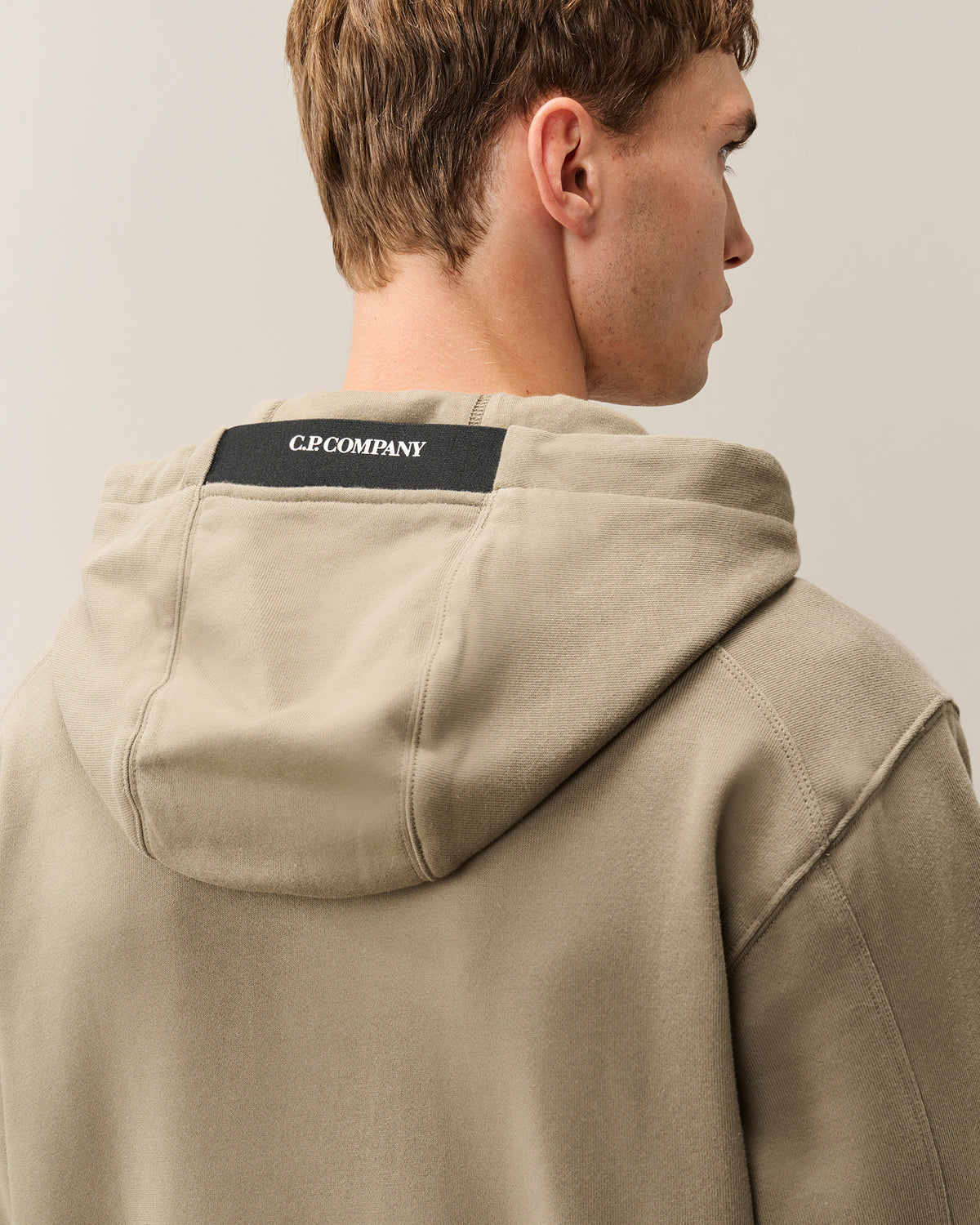 C.P. Company Diagonal Raised Fleece Hooded Lens Sweatshirt - Fallen Rock, detail 4