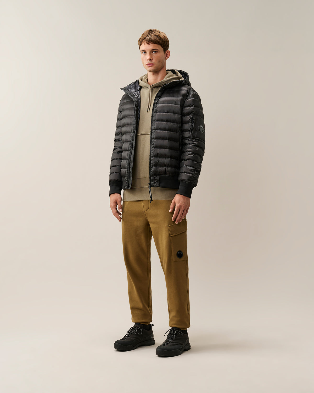 C.P. Company Diagonal Raised Fleece Hooded Lens Sweatshirt - Fallen Rock, detail 5
