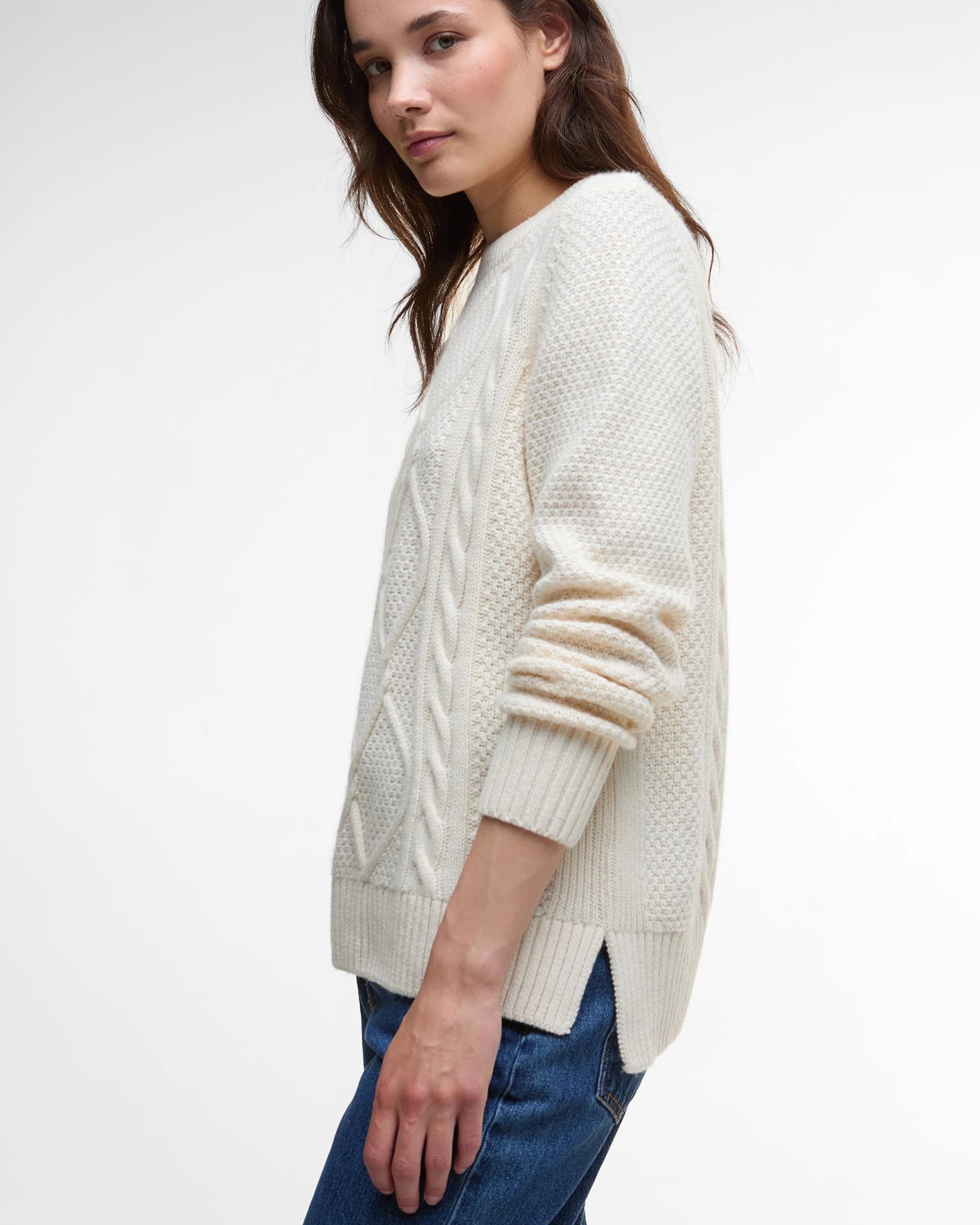 Burne Crew Knitted Jumper AW25 Barbour Donna - Ecru