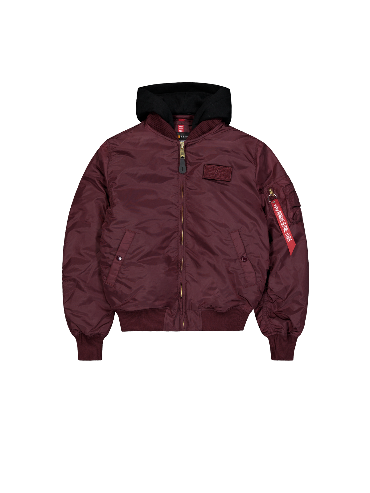 Alpha Industries – MA-1 TT Hood Two Tone Cold Weather Bomber Jacket – Dark Cherry