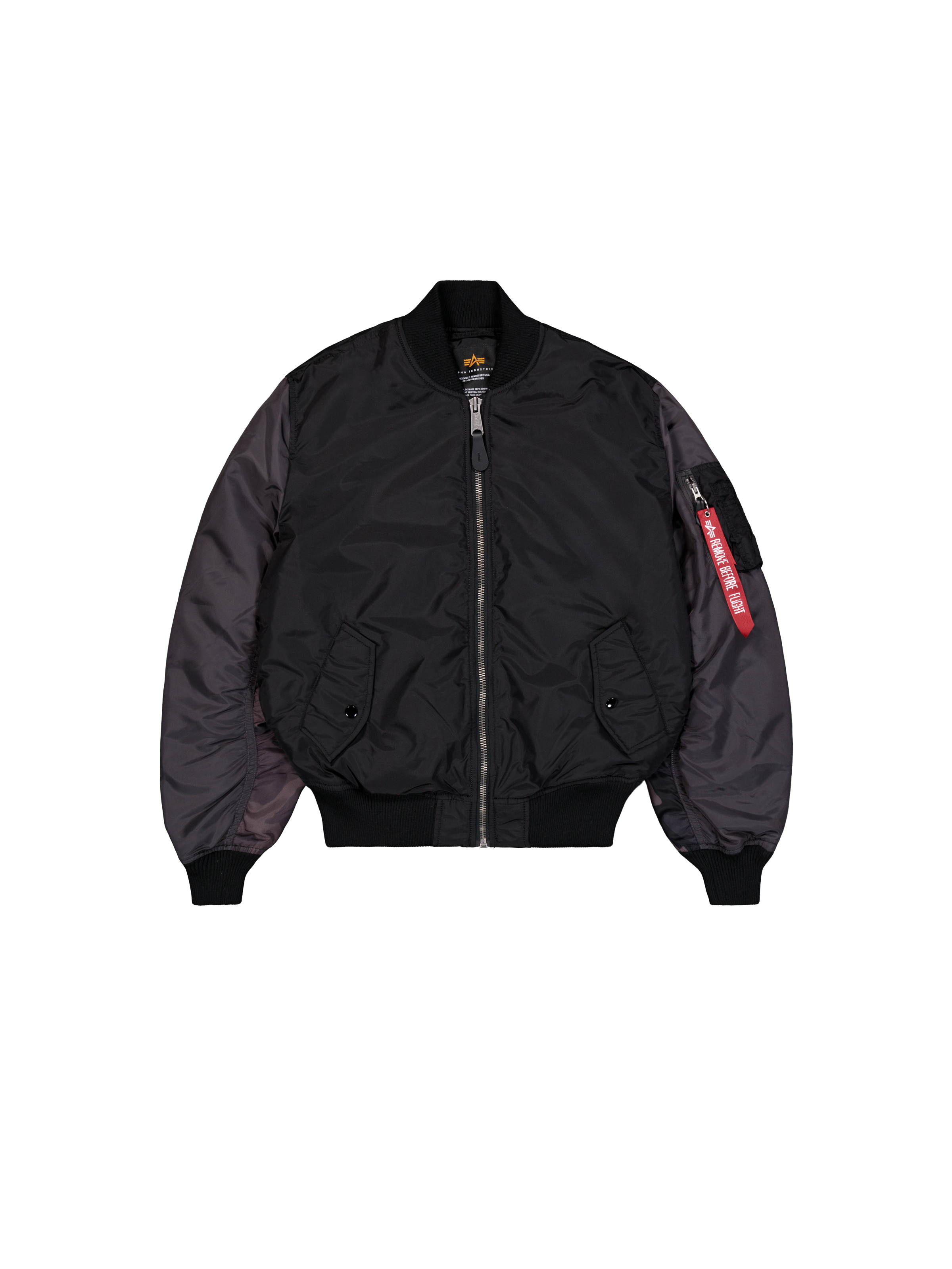 MA-1 Camo Back Embroidery Bomber Jacket Alpha Industries AW25 - Black
