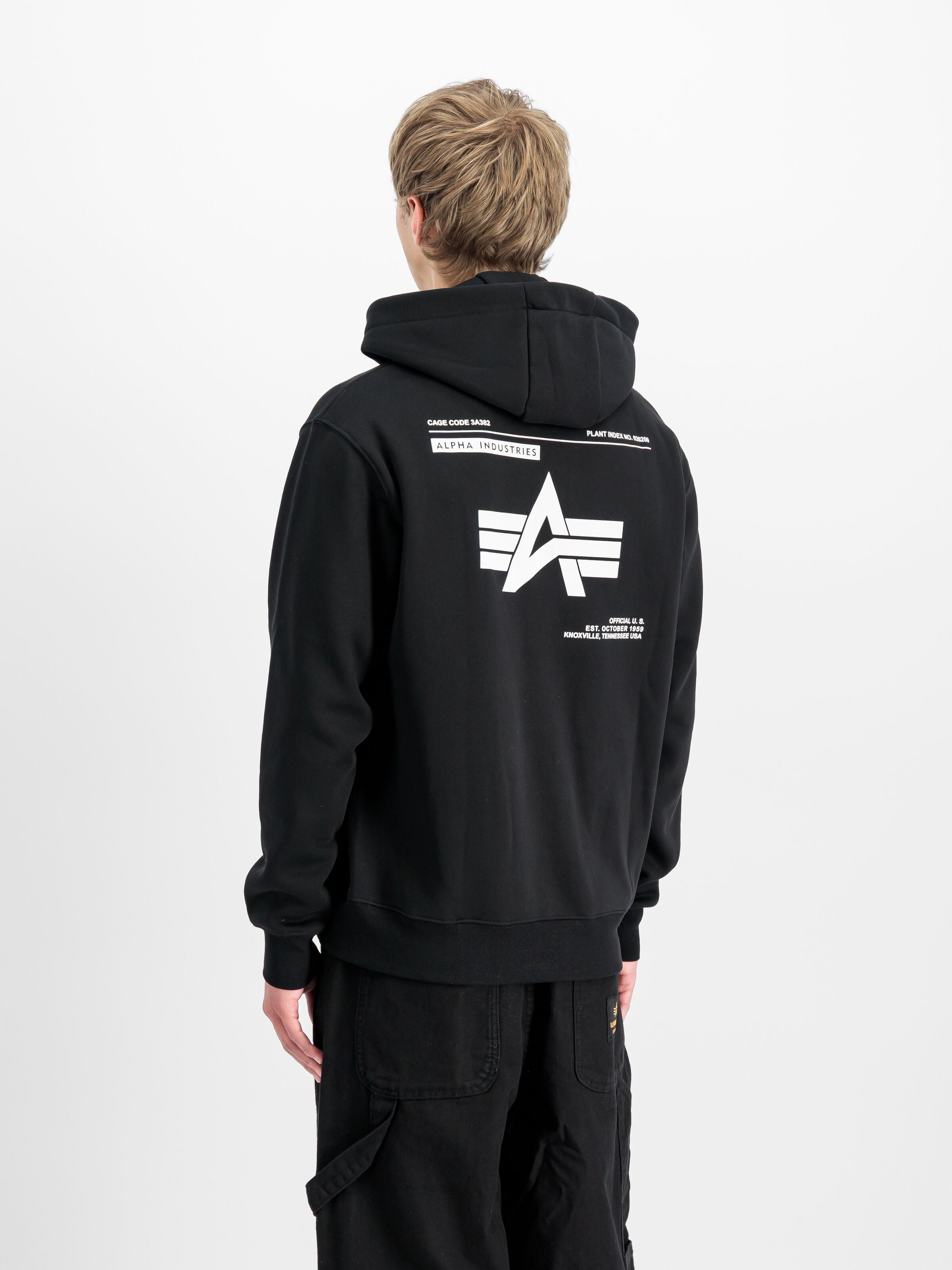 Label Backprint Hoodie Alpha Industries AW25 - Black
