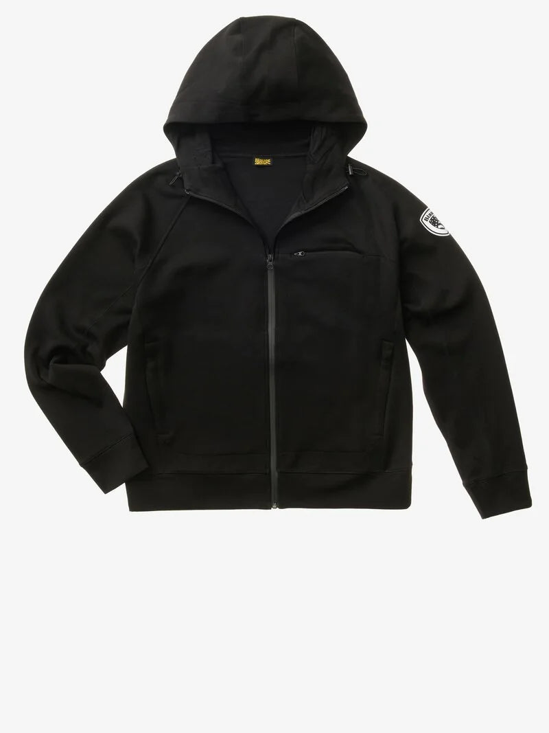 Felpa con cerniera e cappuccio Shaw Blauer - Black