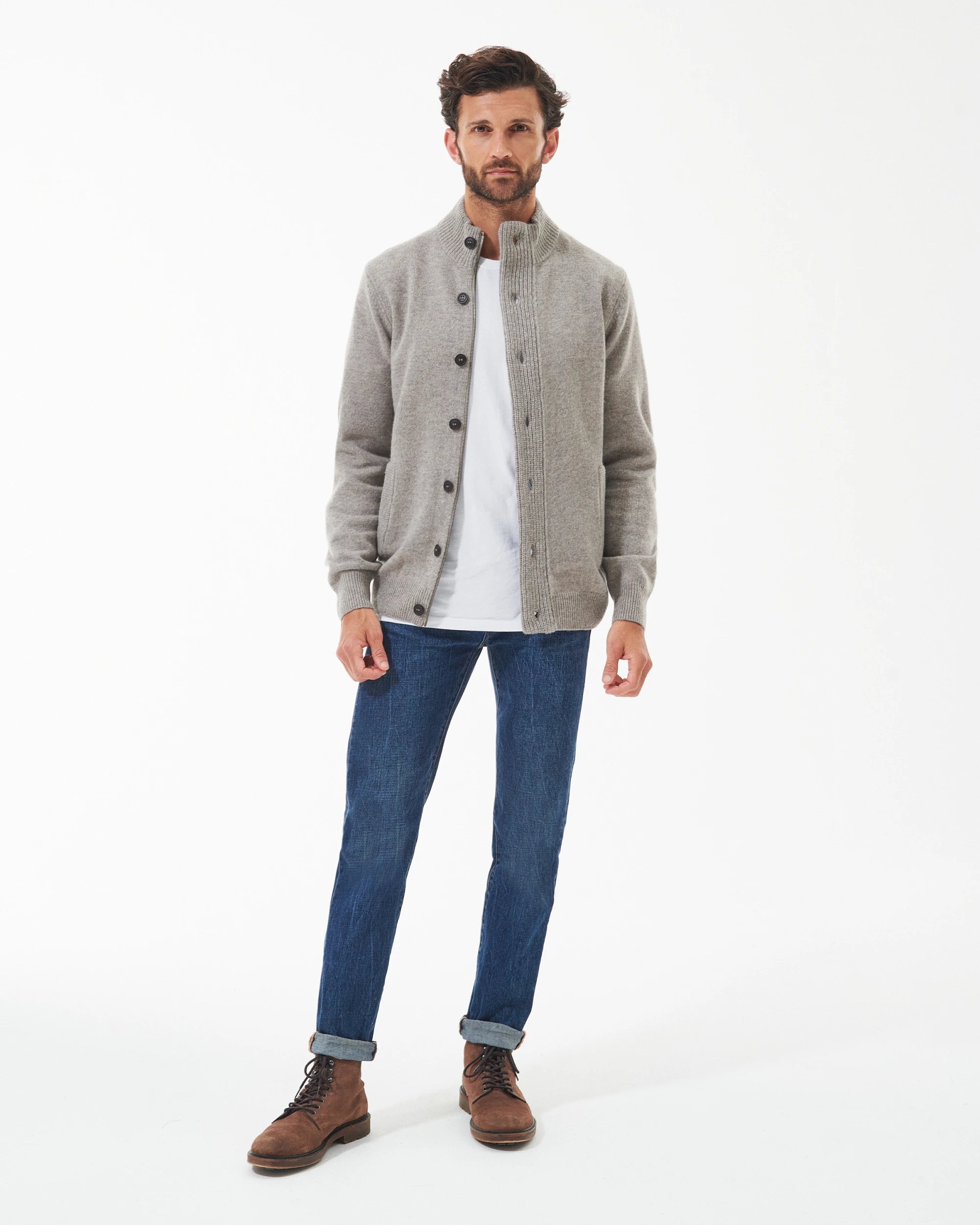 Essential Patch Zip Through AW25 Barbour - New Stone