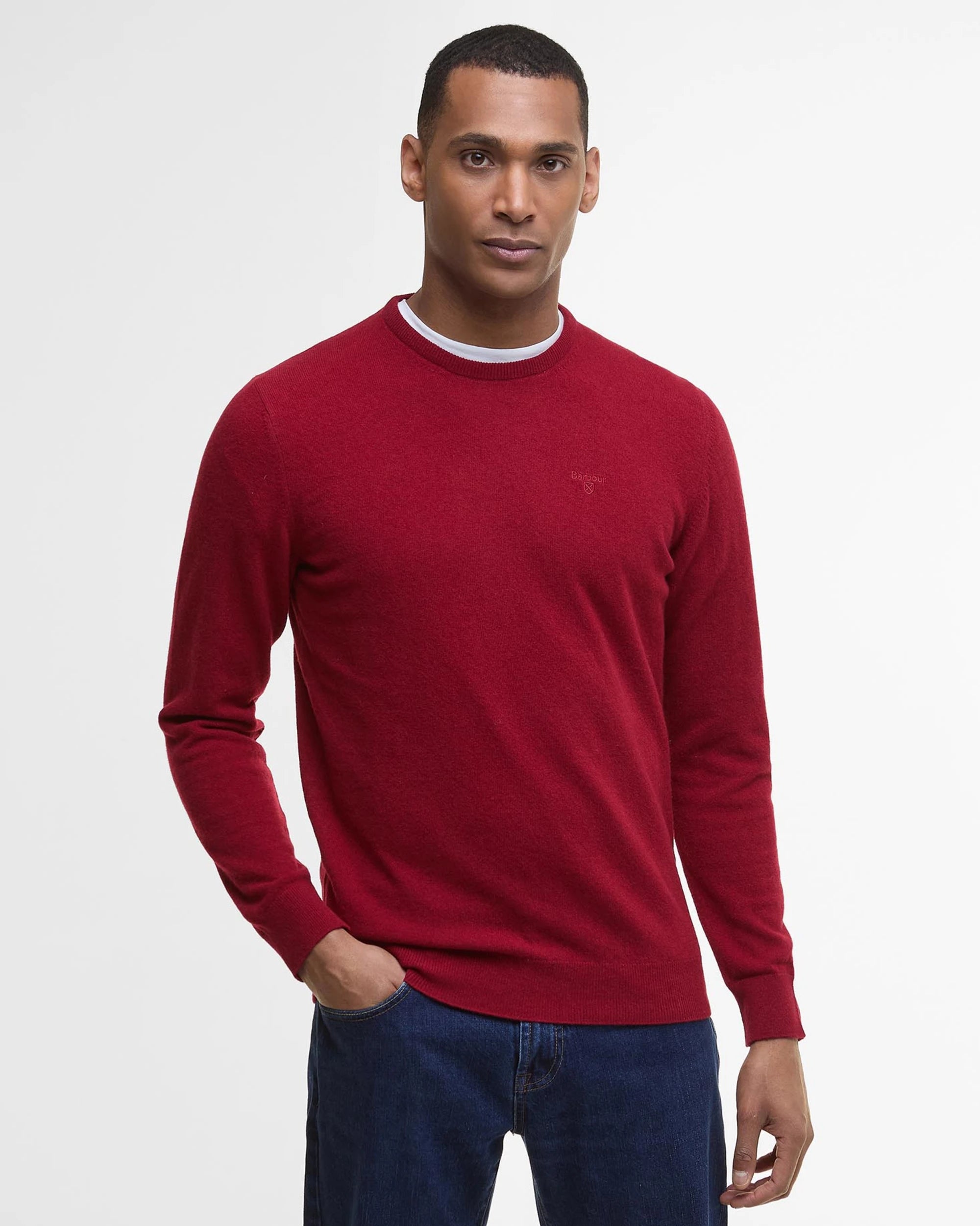 Essential L/Wool Crew AW25 Barbour - Biking Red