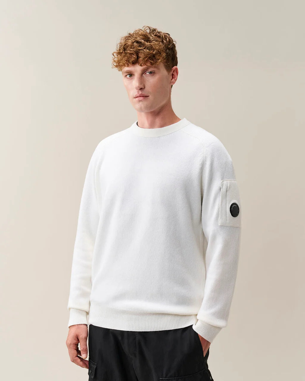C.P. Company – Lambswool GRS Crewneck Sweater – Off White Melange