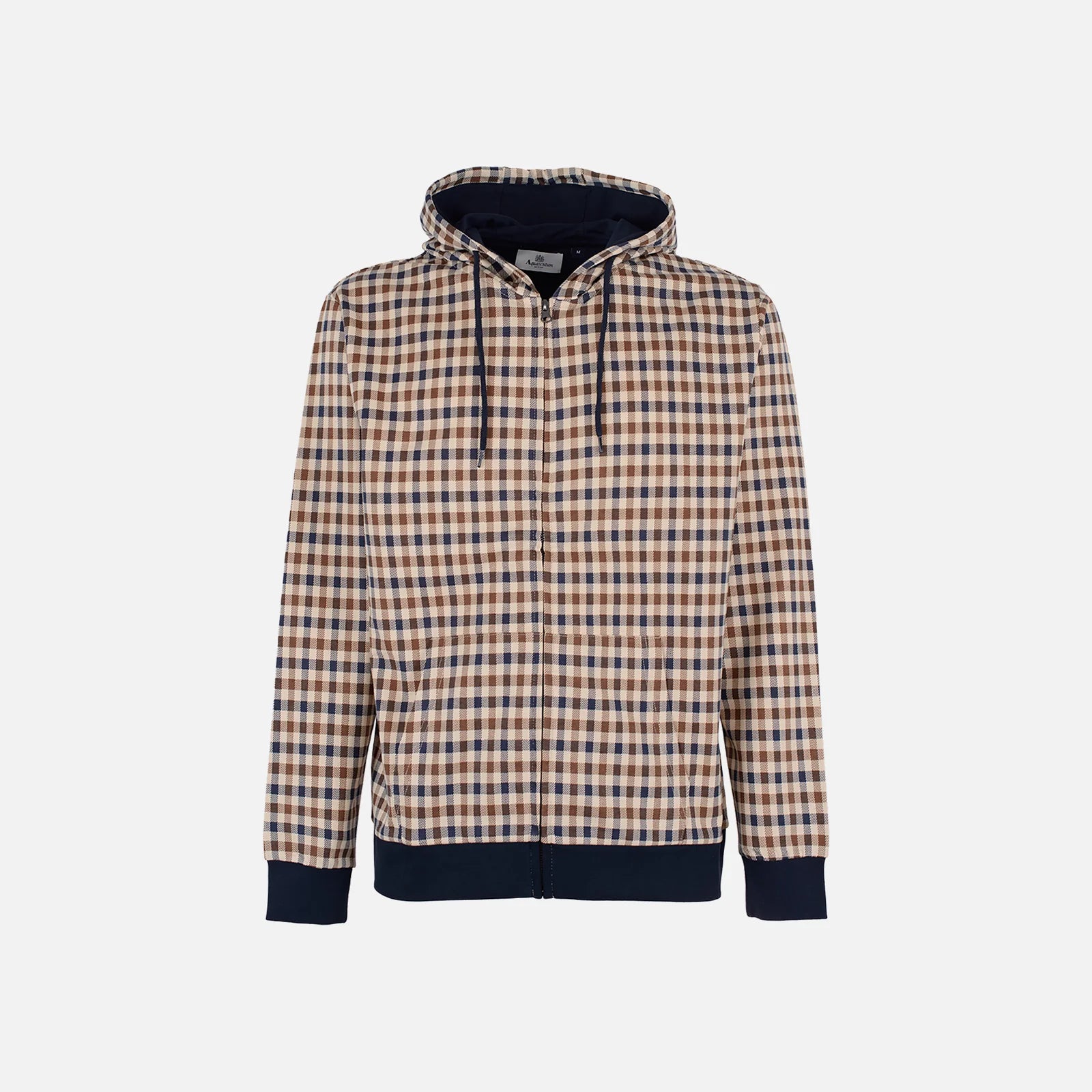 Iconic Full Zip Hoodie Club Check Aquascutum - Navy