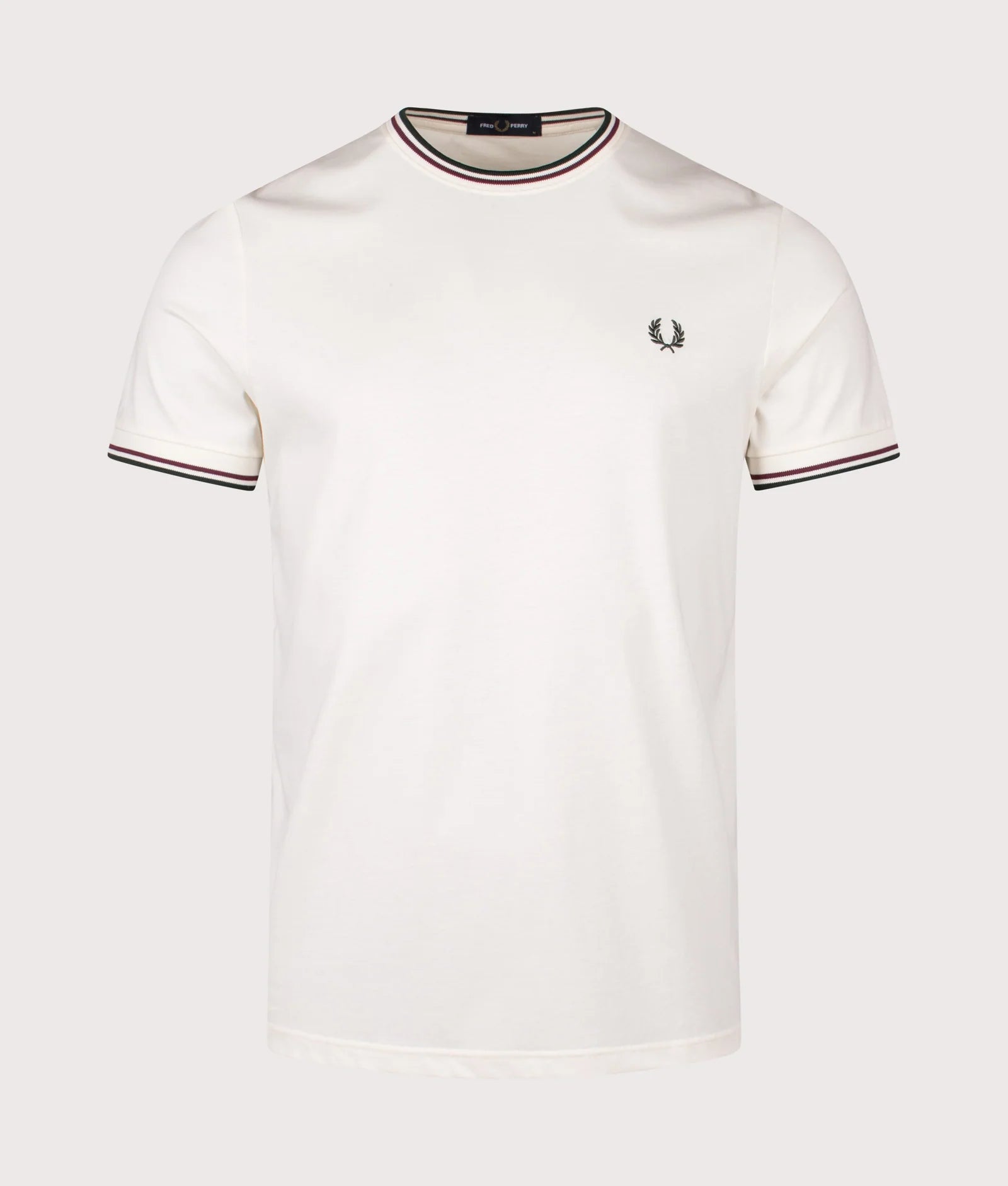Fred Perry Twin Tipped T-Shirt - Ecru / Oxblood / Grassroots