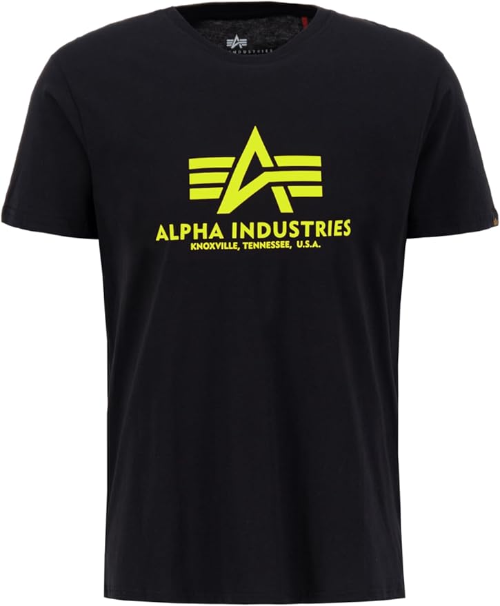 Basic Small Logo T-Shirt Neon Alpha Industries - Black / Neon Yellow
