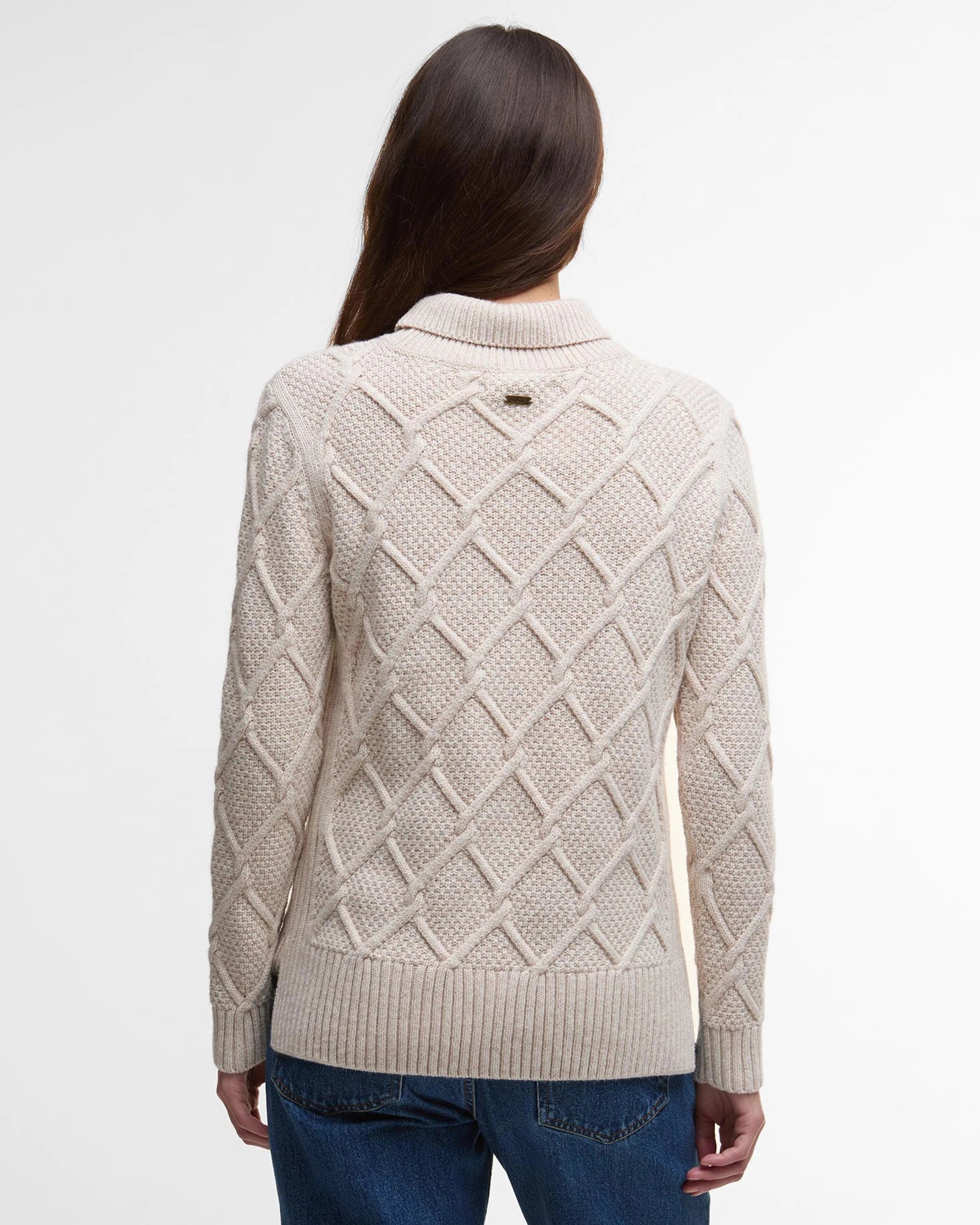 Burne Roll Neck Knit AW25 Barbour Donna - Oatmeal