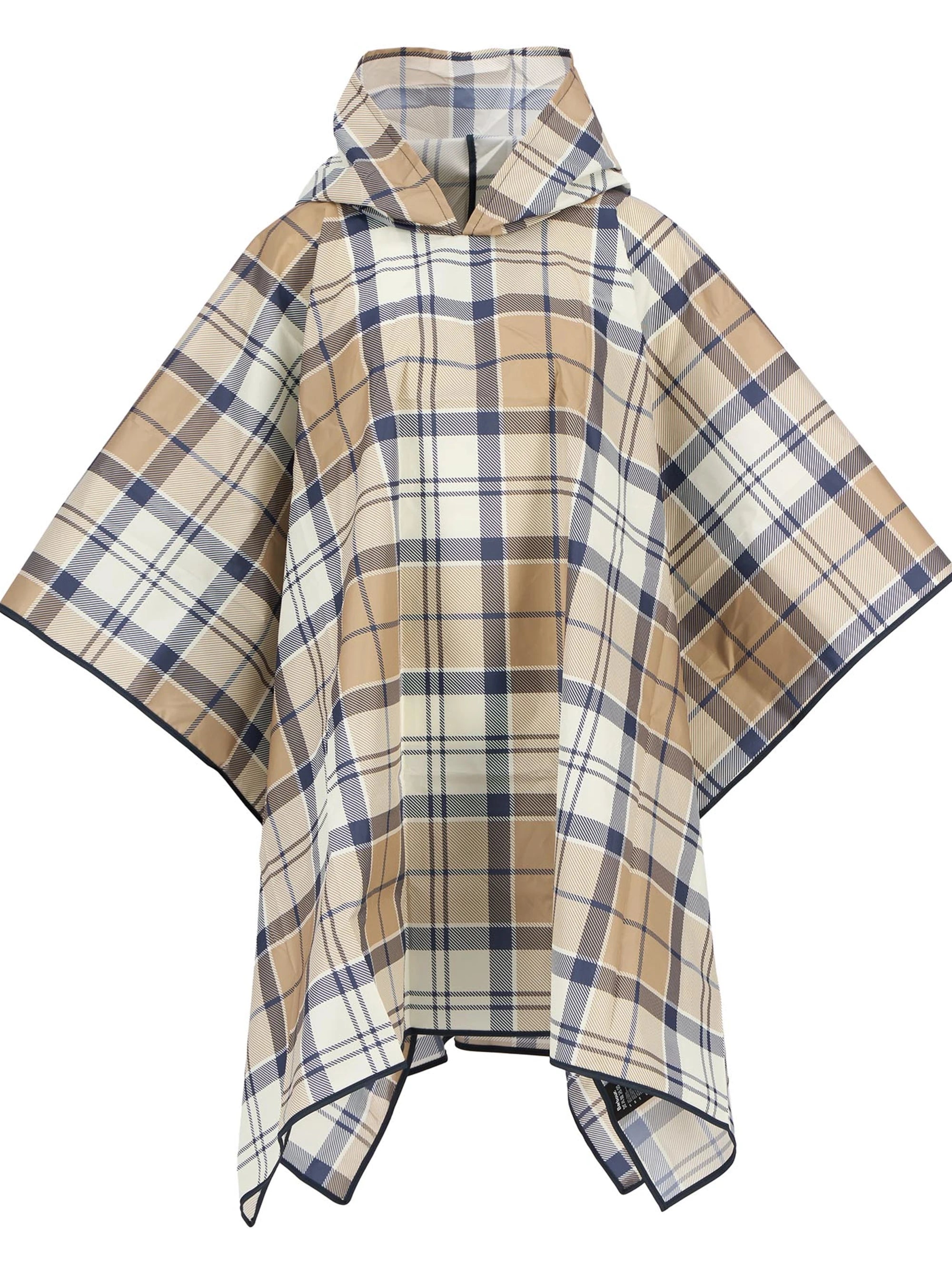 Portree Tartan Poncho AW25 Barbour Donna - Hessian/Navy Tartan
