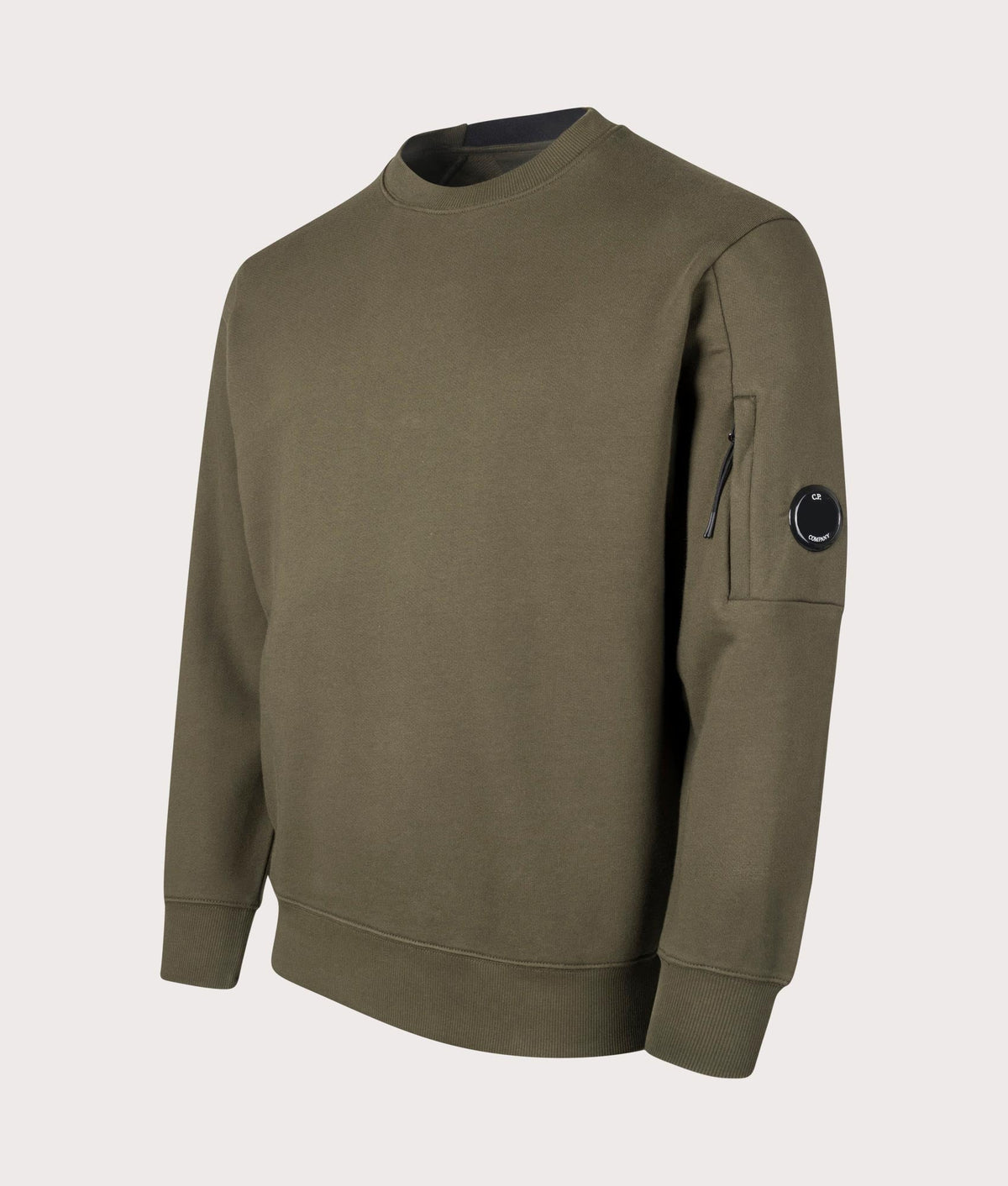 C.P. Company Diagonal Raised Fleece Crewneck Lens Sweatshirt Ivy Green