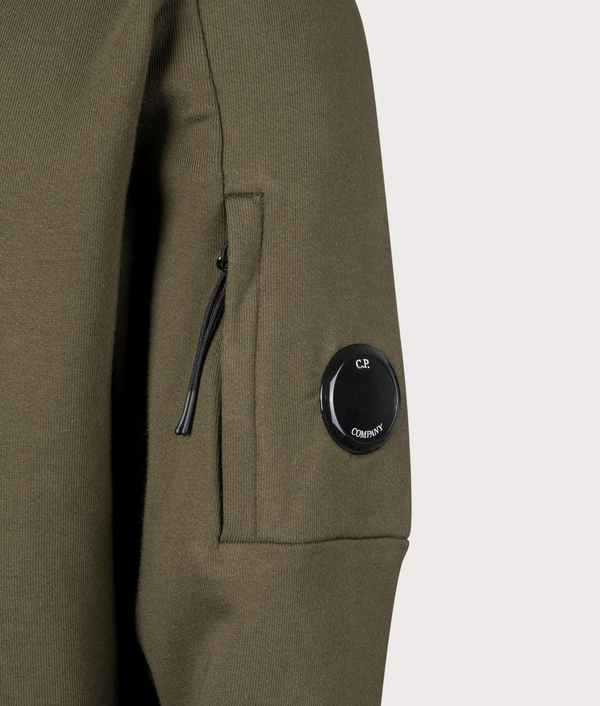 C.P. Company Diagonal Raised Fleece Crewneck Lens Sweatshirt Ivy Green dettaglio
