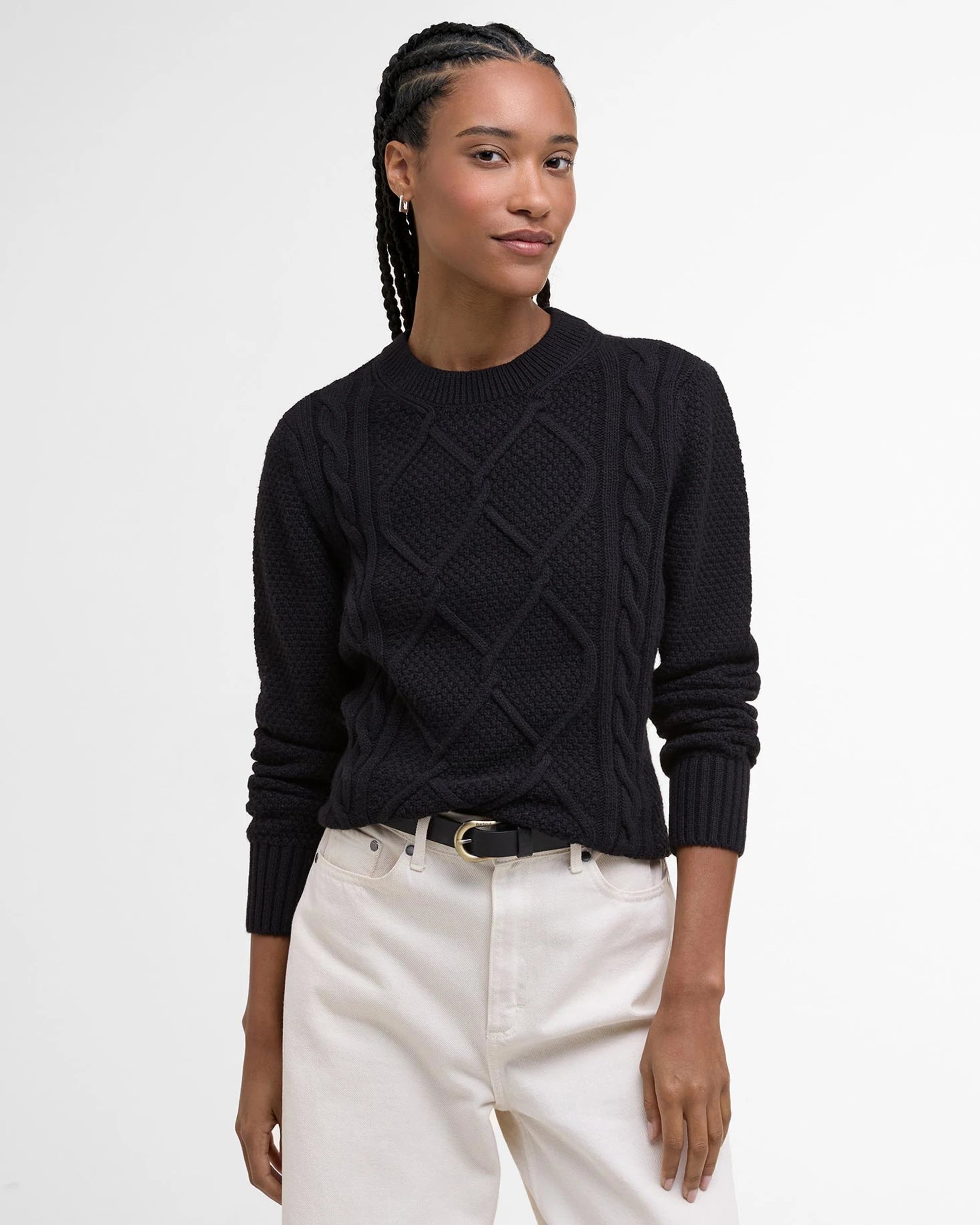 Burne Crew Knitted Jumper AW25 Barbour Donna - Black