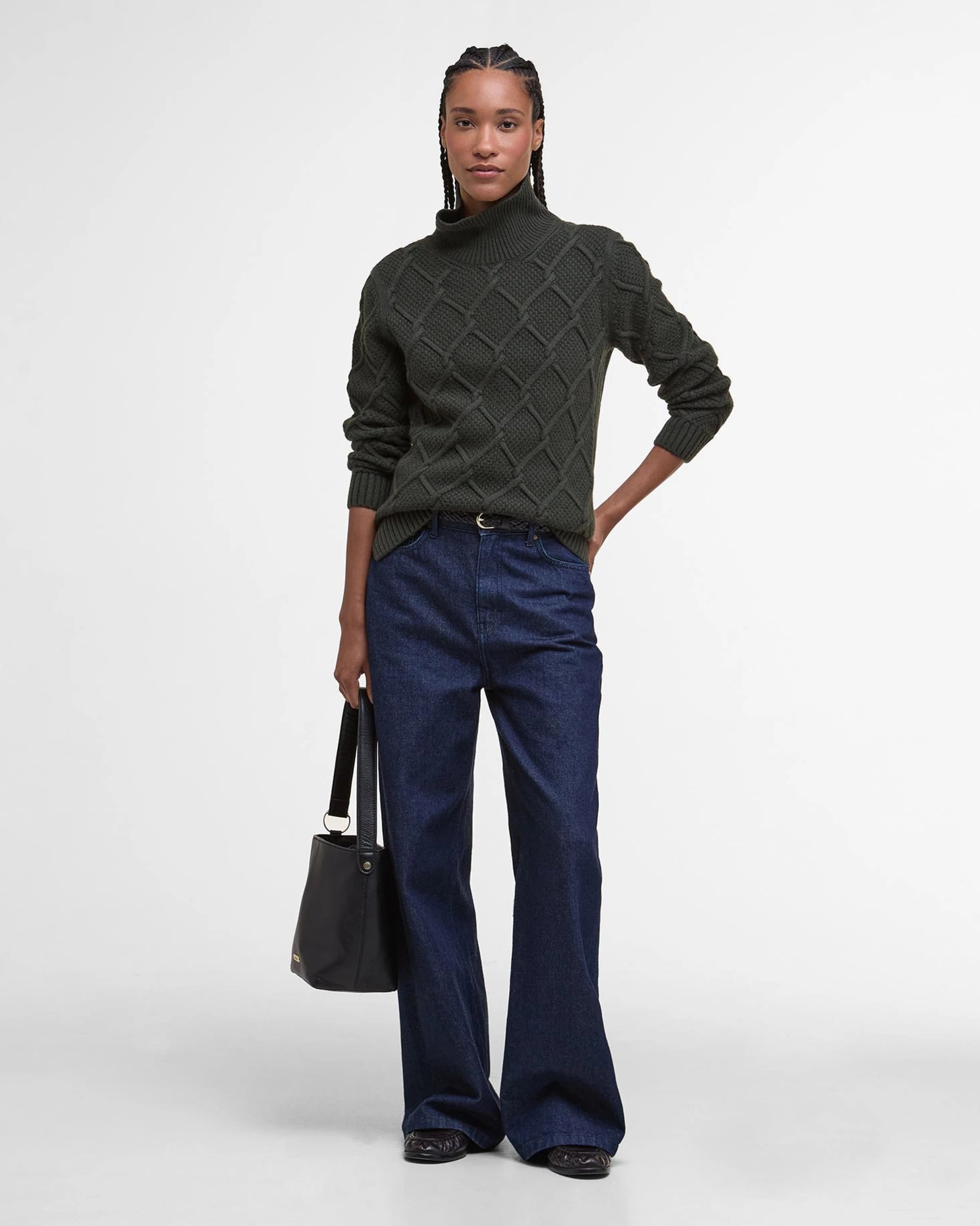 Burne Roll Neck Knit AW25 Barbour Donna - Olive