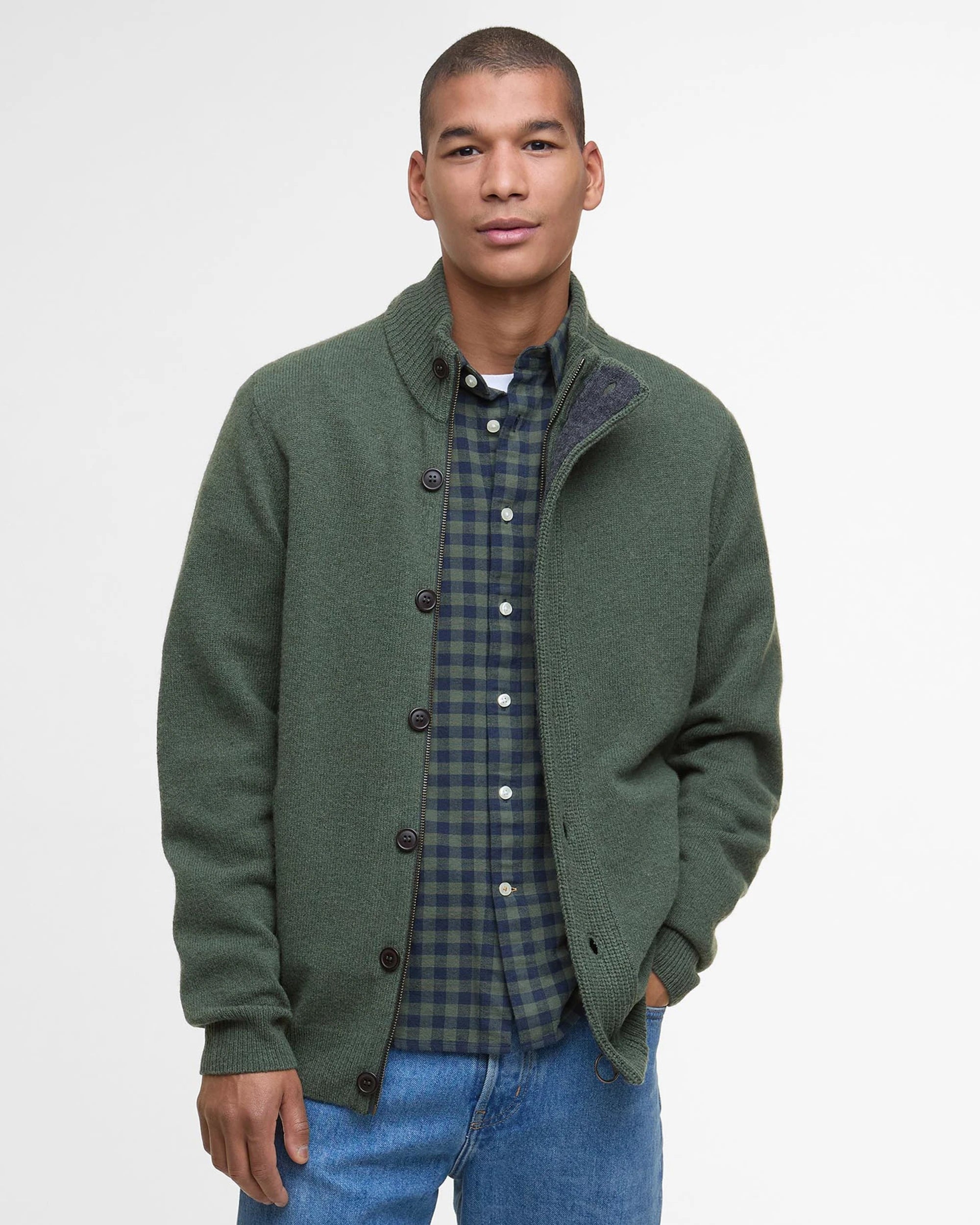 Essential Patch Zip Through AW25 Barbour - Olive