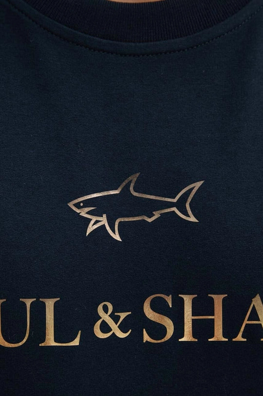 Felpa in Cotone Stretch con Logo Paul and Shark - Blu Navy