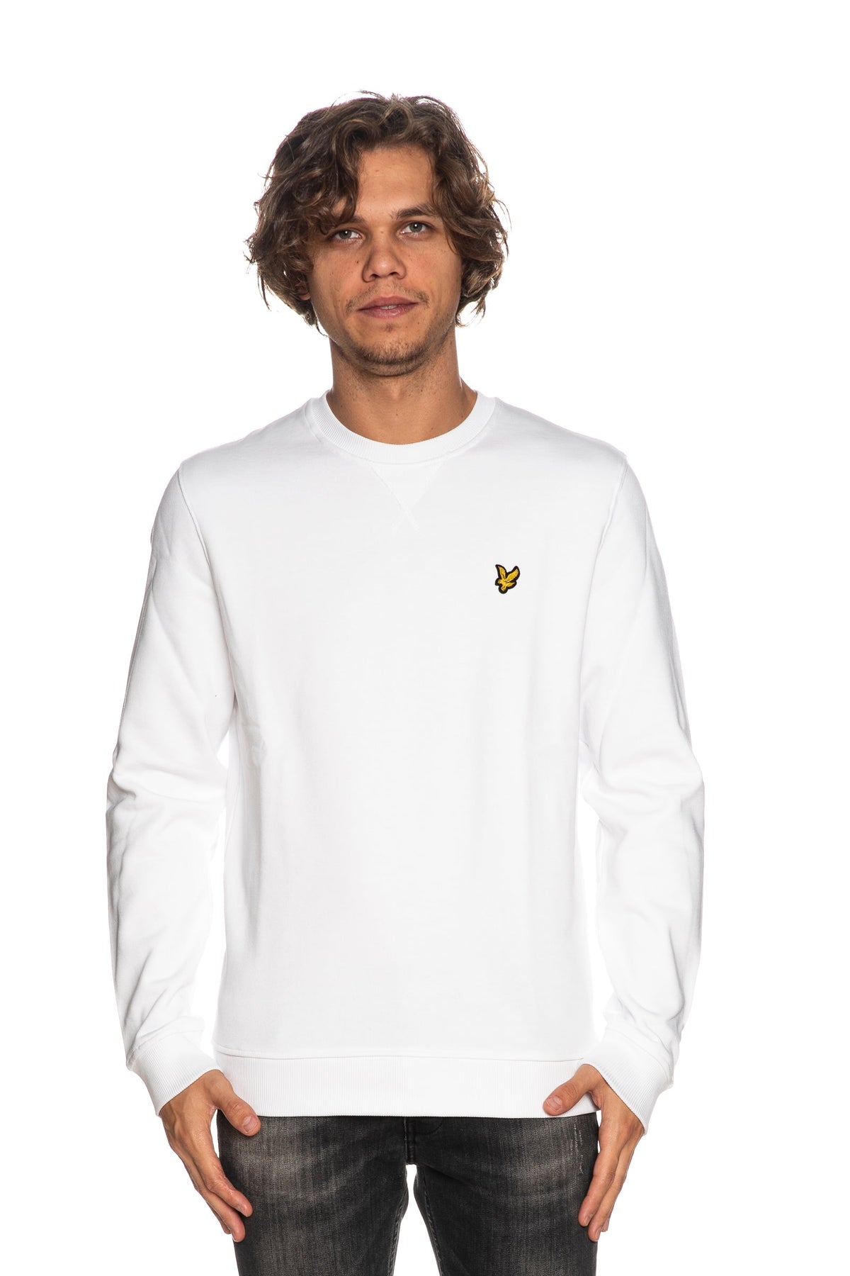 Lyle & Scott – Crew Neck Brushback Sweatshirt – White