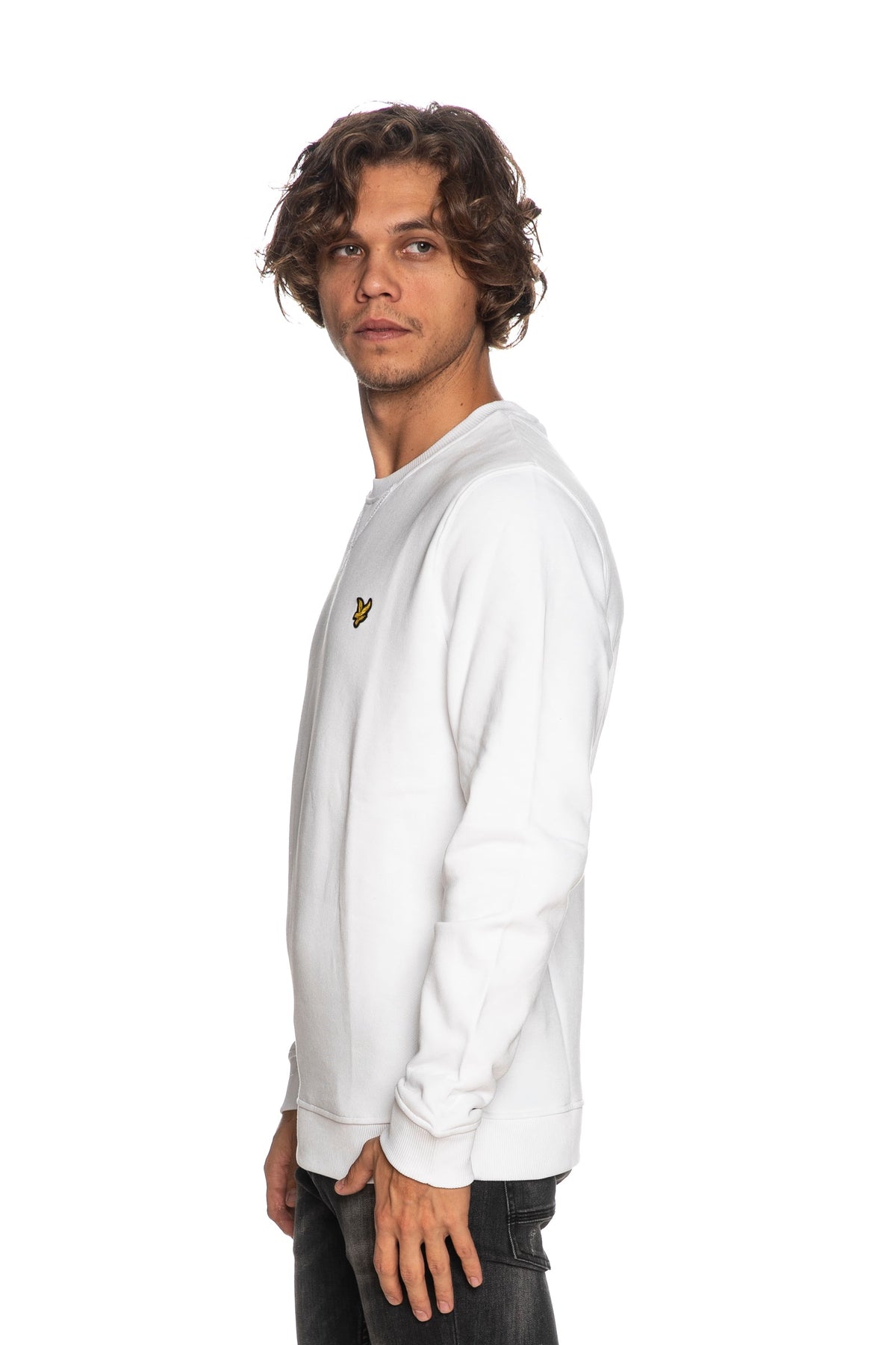 Lyle & Scott – Crew Neck Brushback Sweatshirt – White