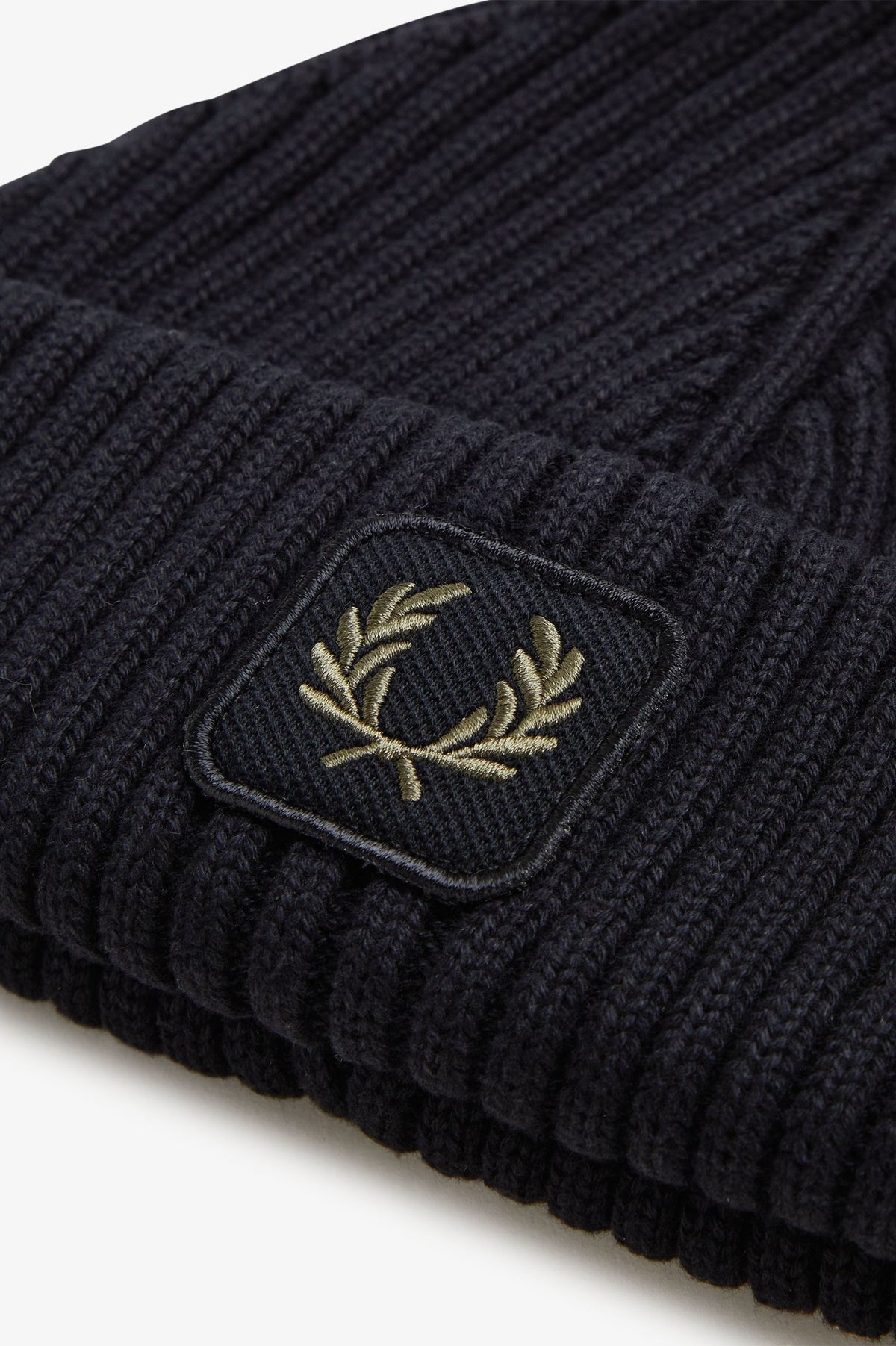Fred Perry Cotton Ribbed Beanie Black