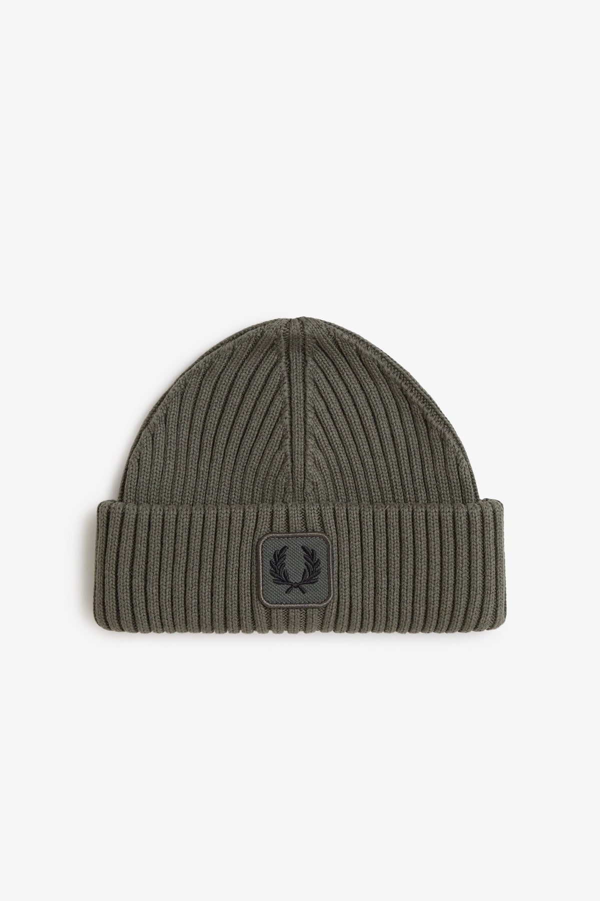 Fred Perry Cotton Ribbed Beanie Field Green