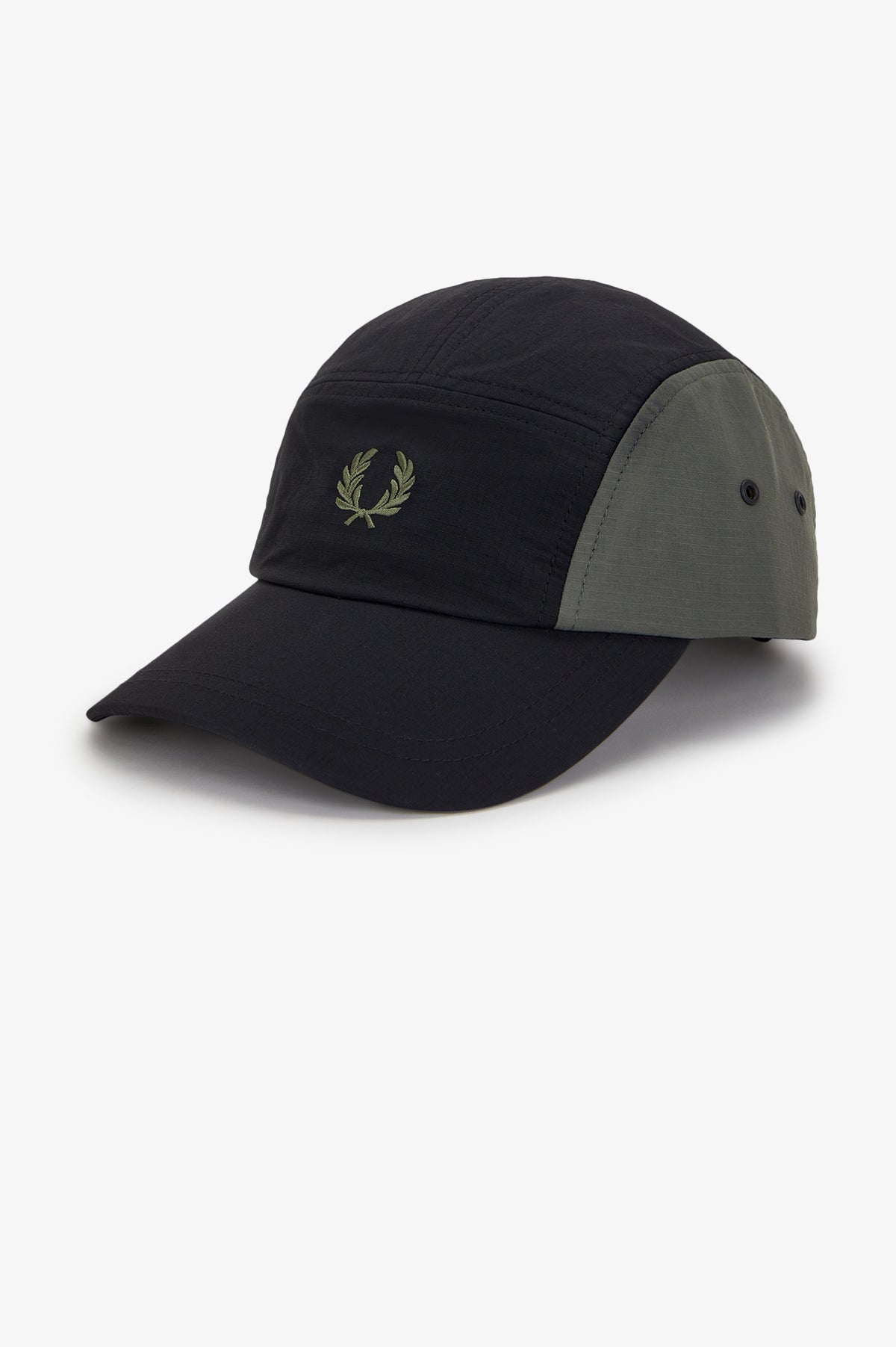 Fred Perry Blocked 5 Panel Ripstop Cap Black