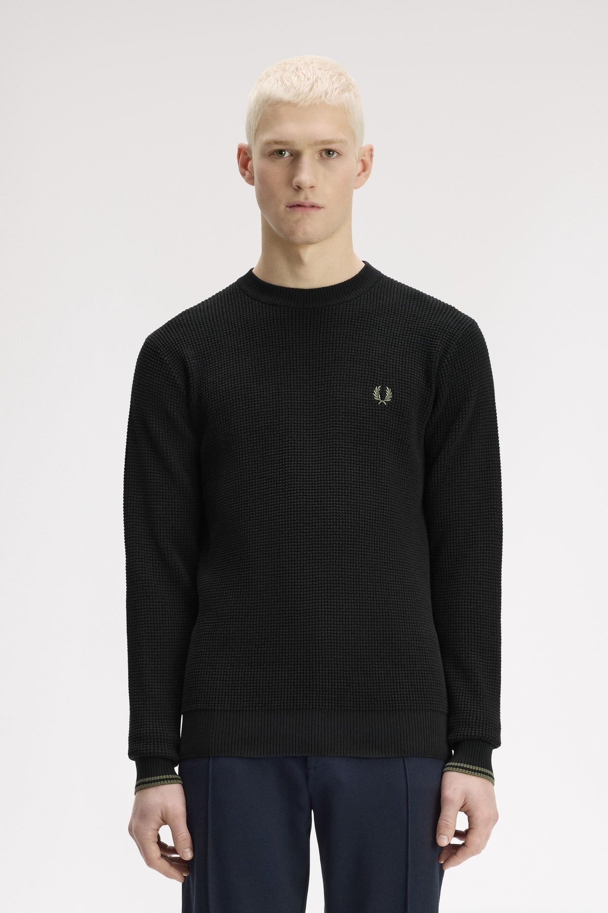 Fred Perry Waffle Stitch Jumper Black