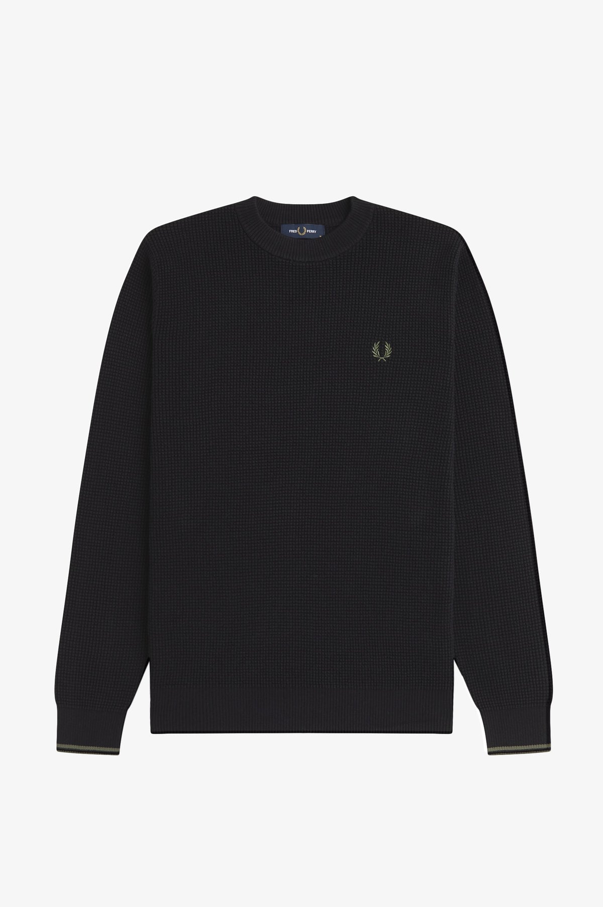 Fred Perry Waffle Stitch Jumper Black
