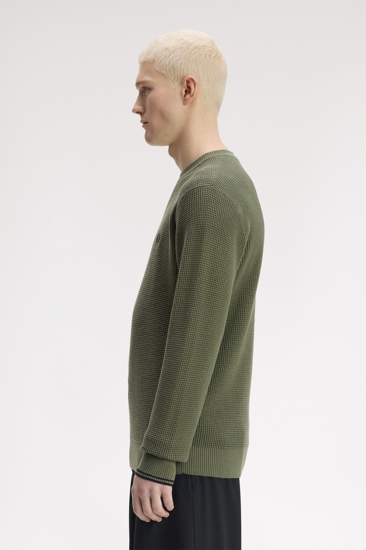 Fred Perry Waffle Stitch Jumper Laurel Wreath Green
