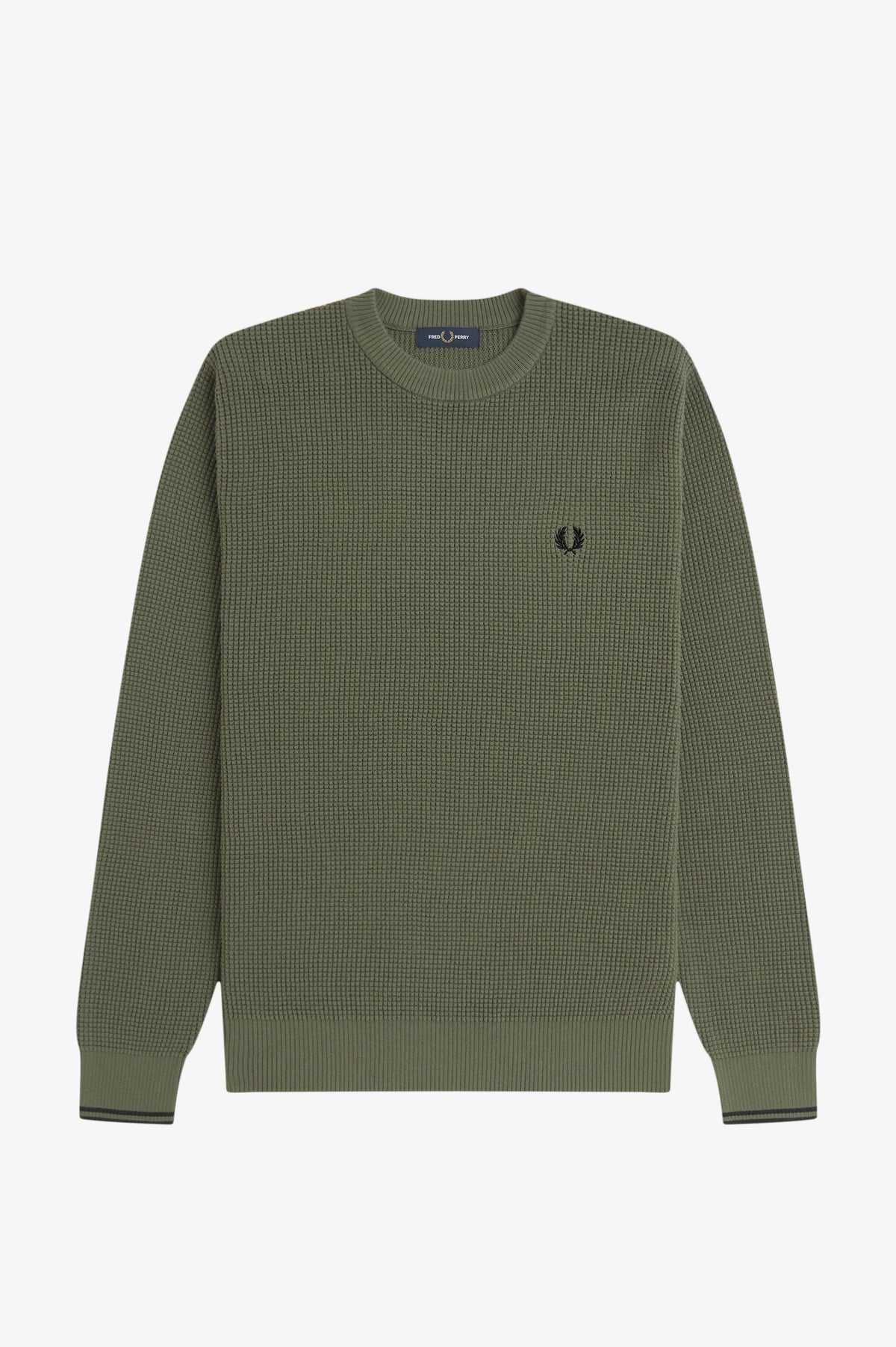 Fred Perry Waffle Stitch Jumper Laurel Wreath Green