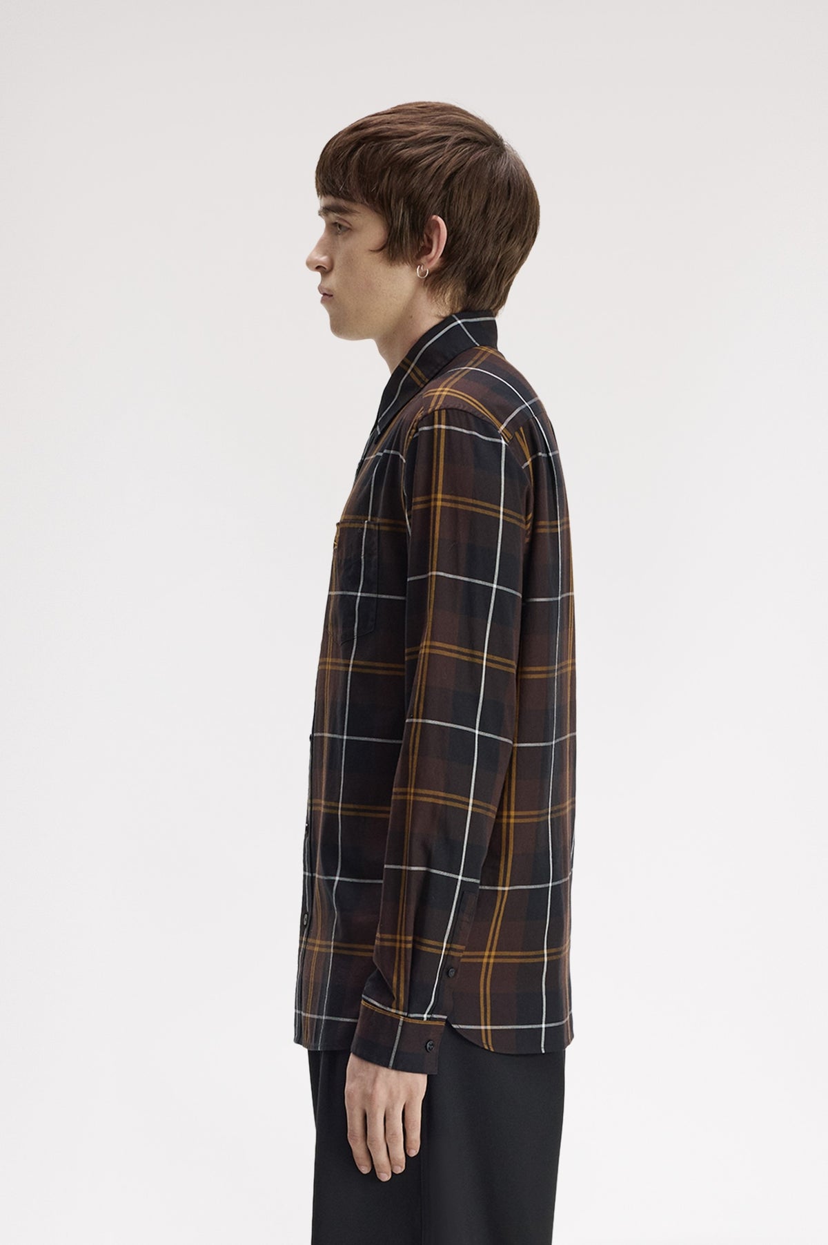 Fred Perry Twill Tartan Shirt Rich Brown