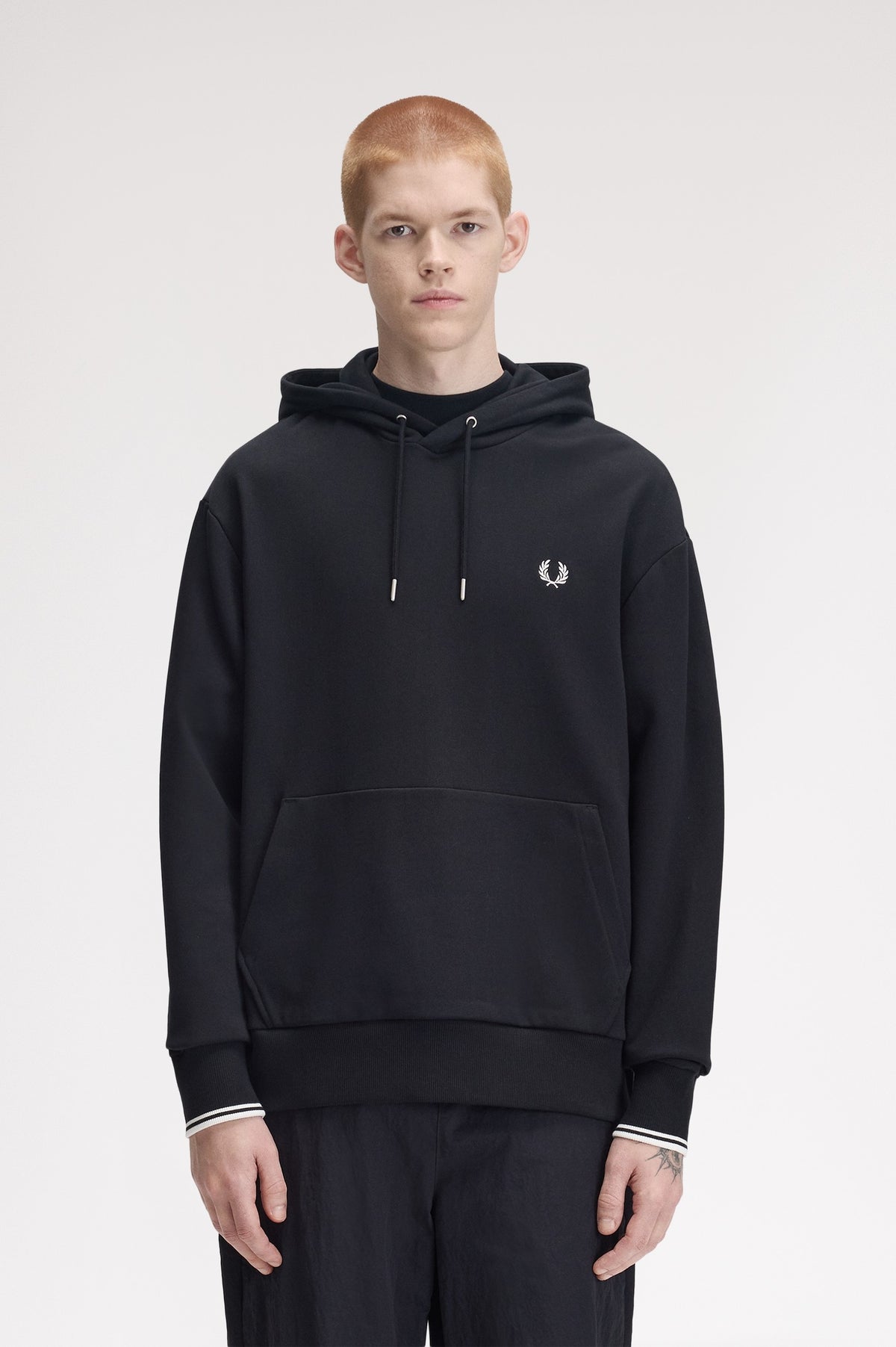Fred Perry Tipped Hooded Sweatshirt Black