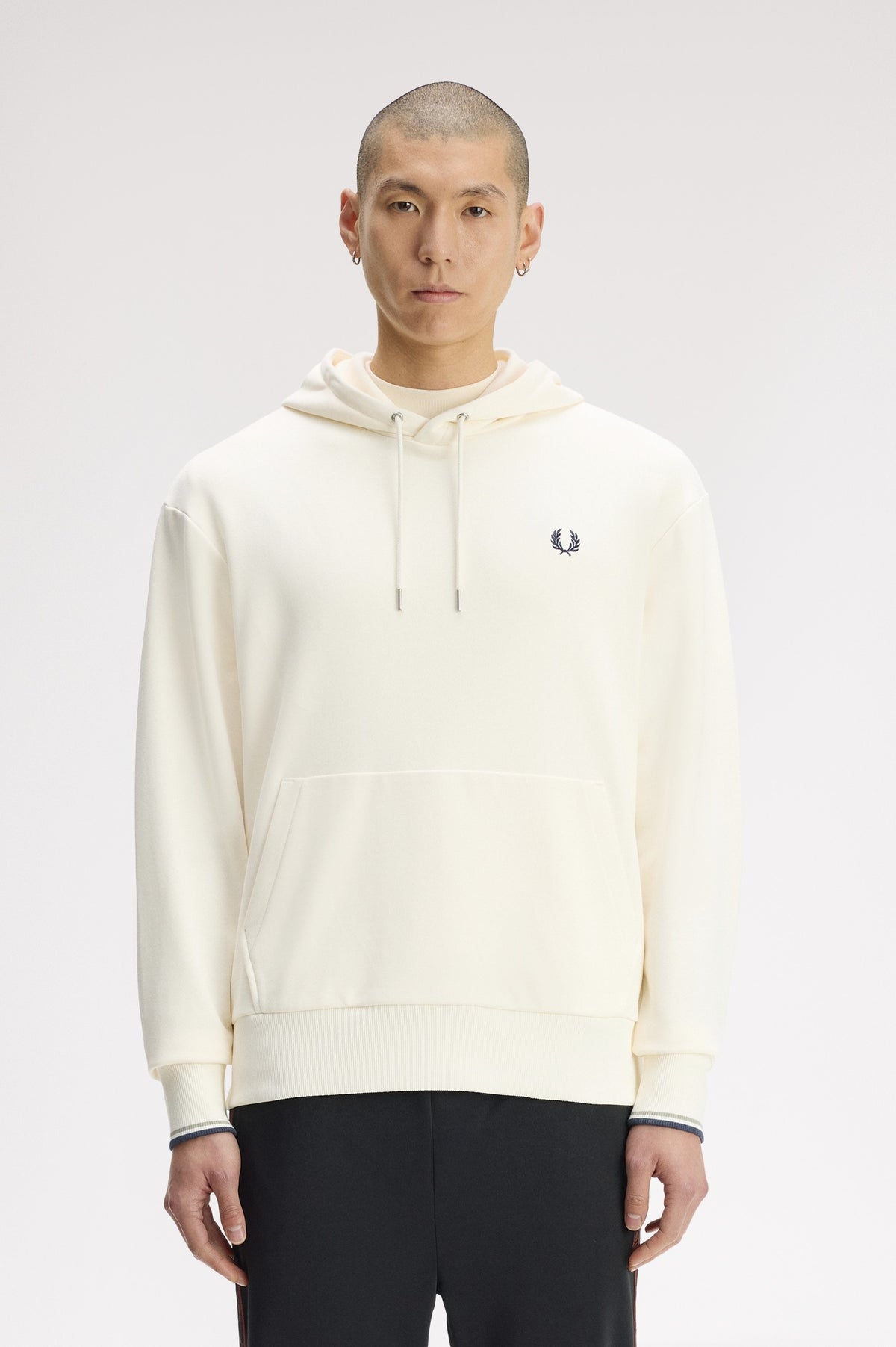 Fred Perry Tipped Hooded Sweatshirt Ecru