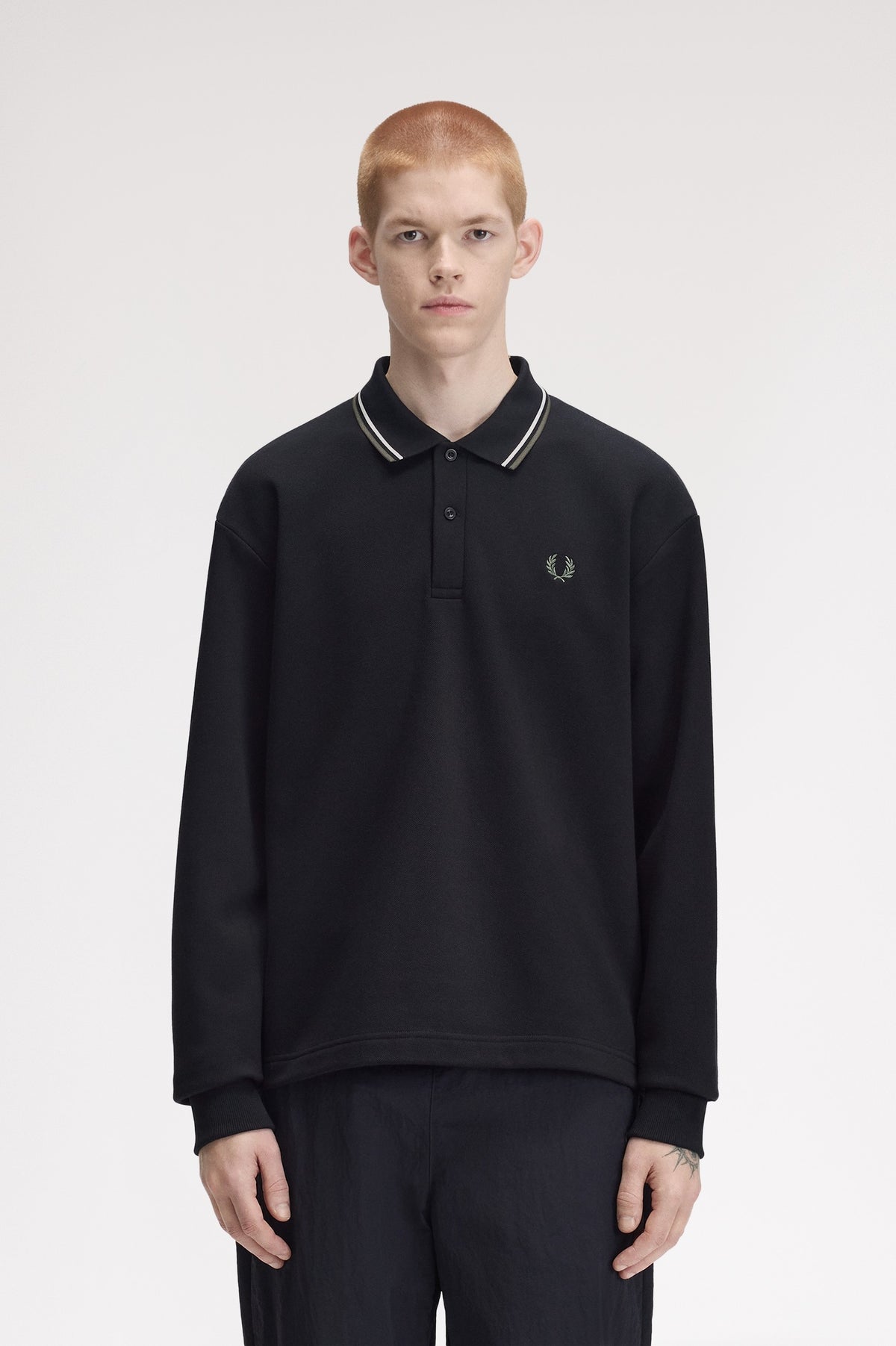 Fred Perry Tipped Collared Sweatshirt Black