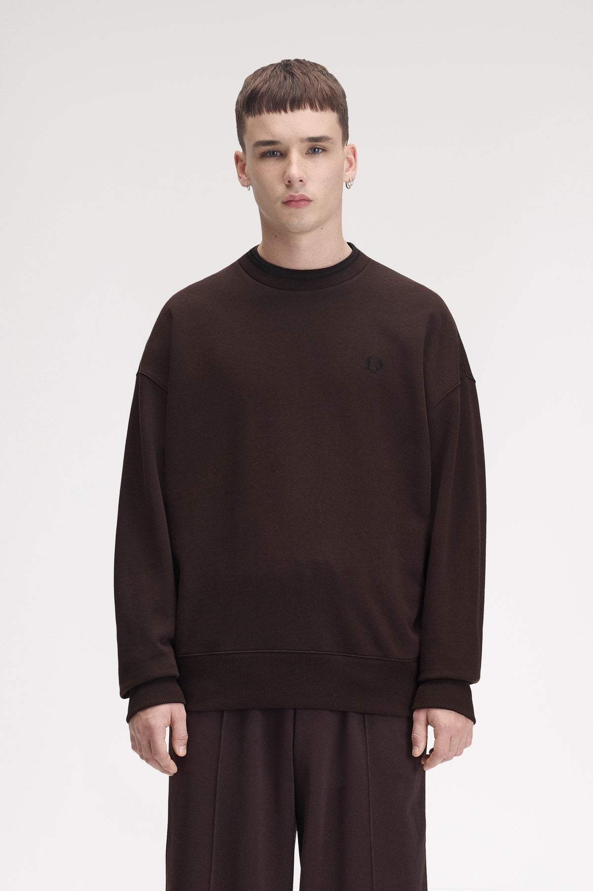 Fred Perry Oversized Tipped Sweatshirt Rich Brown