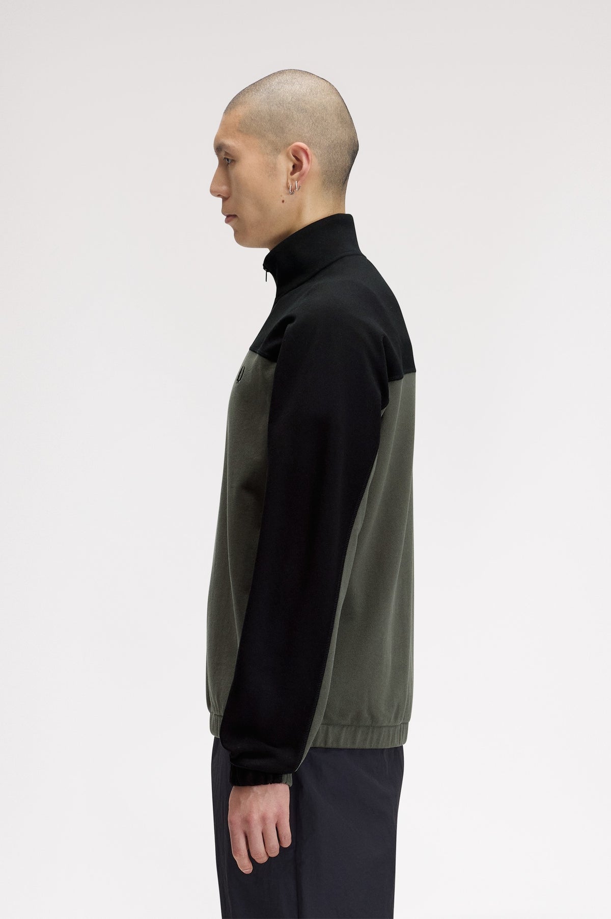 Fred Perry Colourblock Halfzip Sweatshirt Field Green