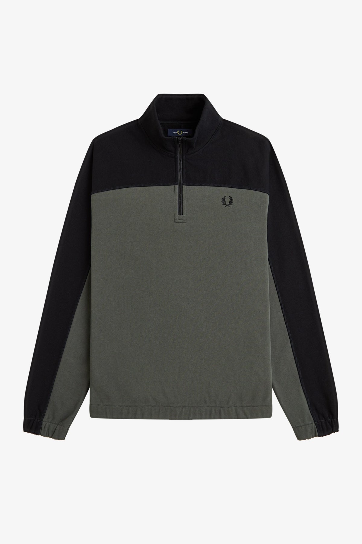 Fred Perry Colourblock Halfzip Sweatshirt Field Green