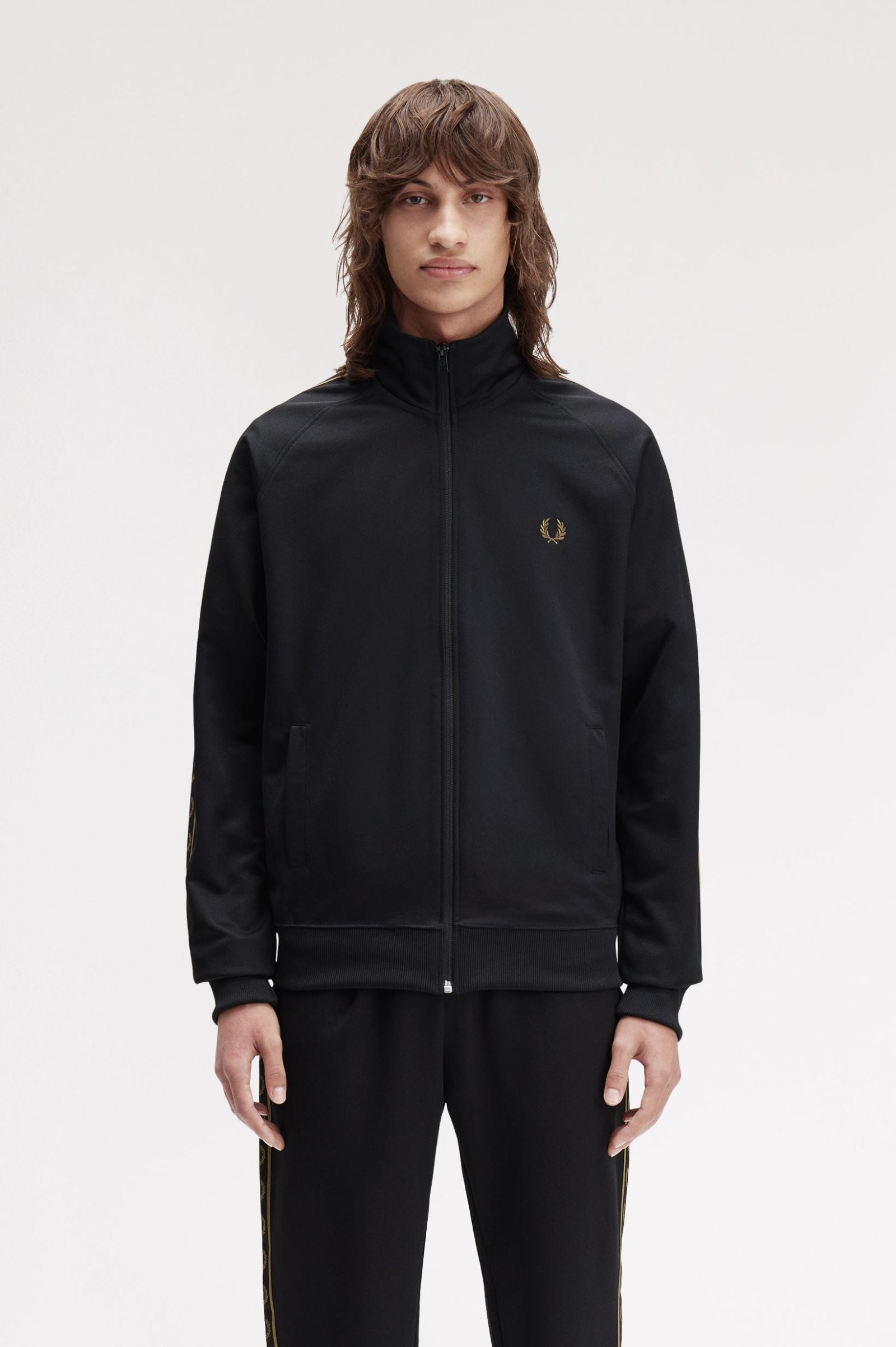 Contrast Tape Track Jacket Fred Perry AW25 - Black / Shaded Stone