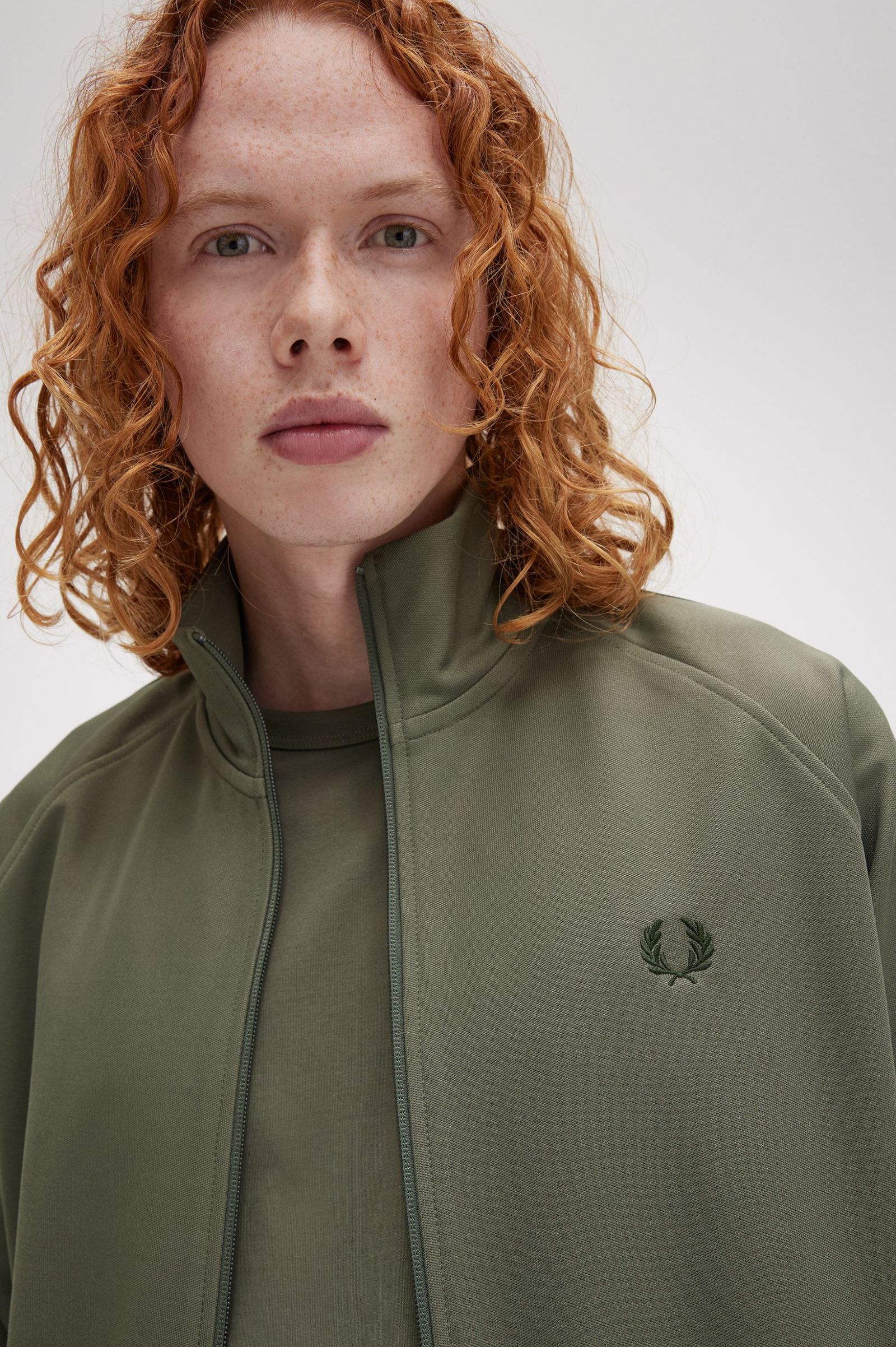 FP Contrast Tape Track Jacket Fred Perry - Laurel Wreath Green / Night Green