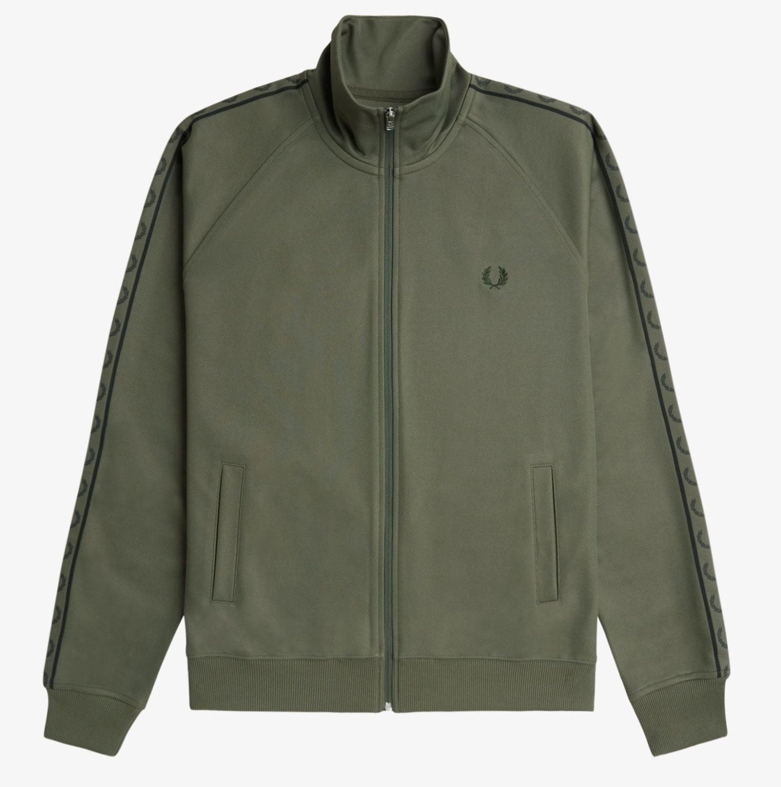 FP Contrast Tape Track Jacket Fred Perry - Laurel Wreath Green / Night Green