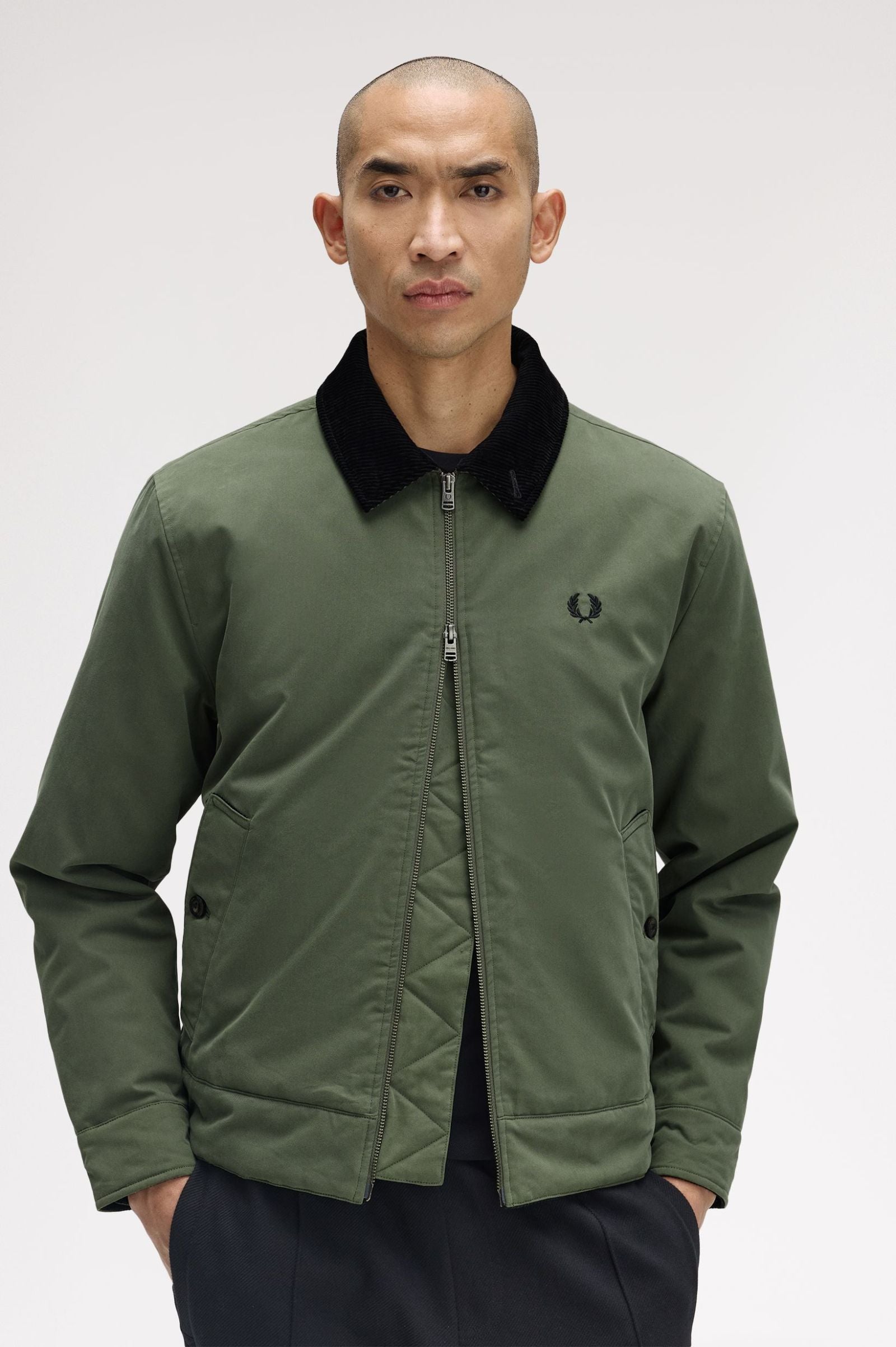 Cotton Caban Jacket Fred Perry AW25 - Laurel Wreath Green