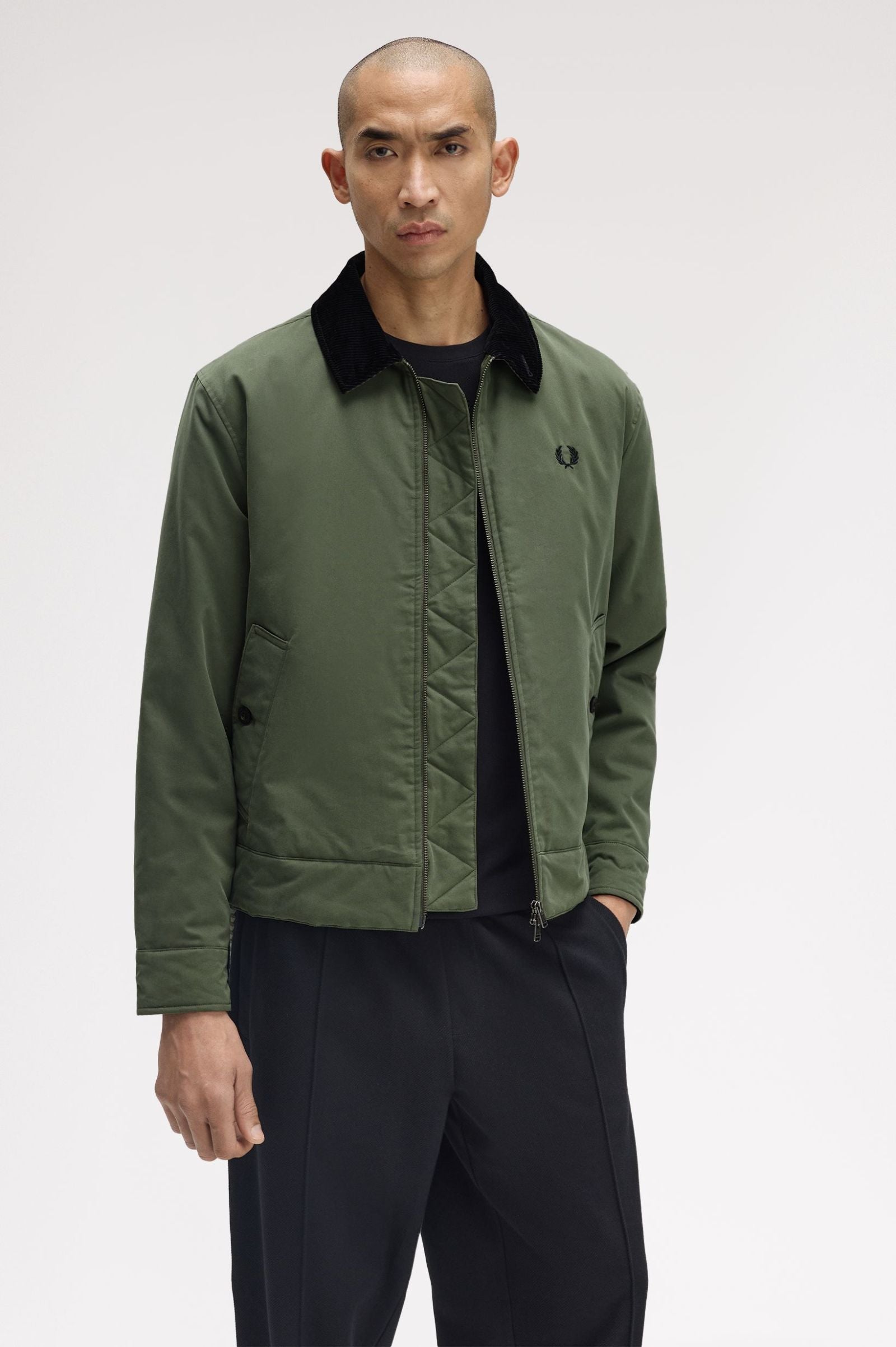 Cotton Caban Jacket Fred Perry AW25 - Laurel Wreath Green